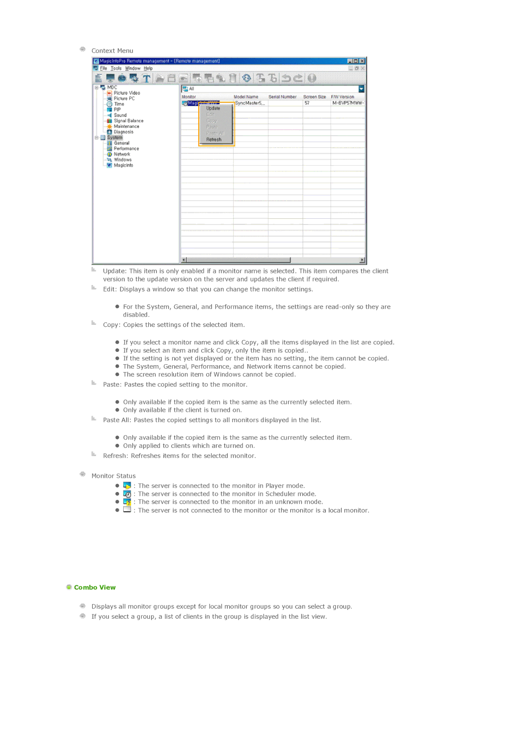 Samsung 460MXN, 400MXN user manual Combo View 