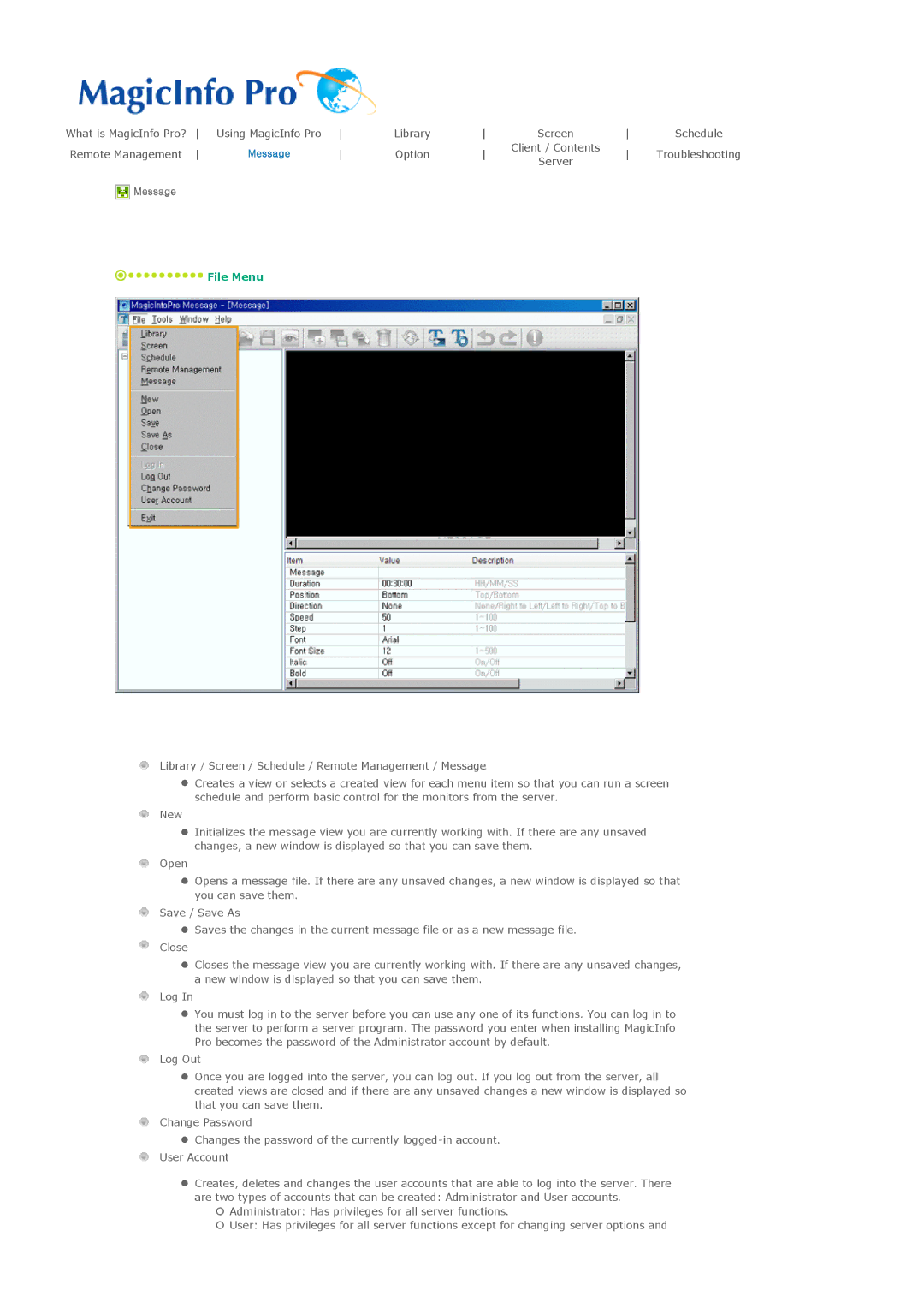 Samsung 460MXN, 400MXN user manual Message 