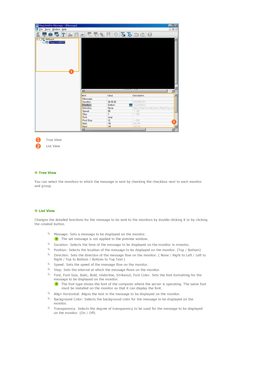 Samsung 400MXN, 460MXN user manual Tree View List View 