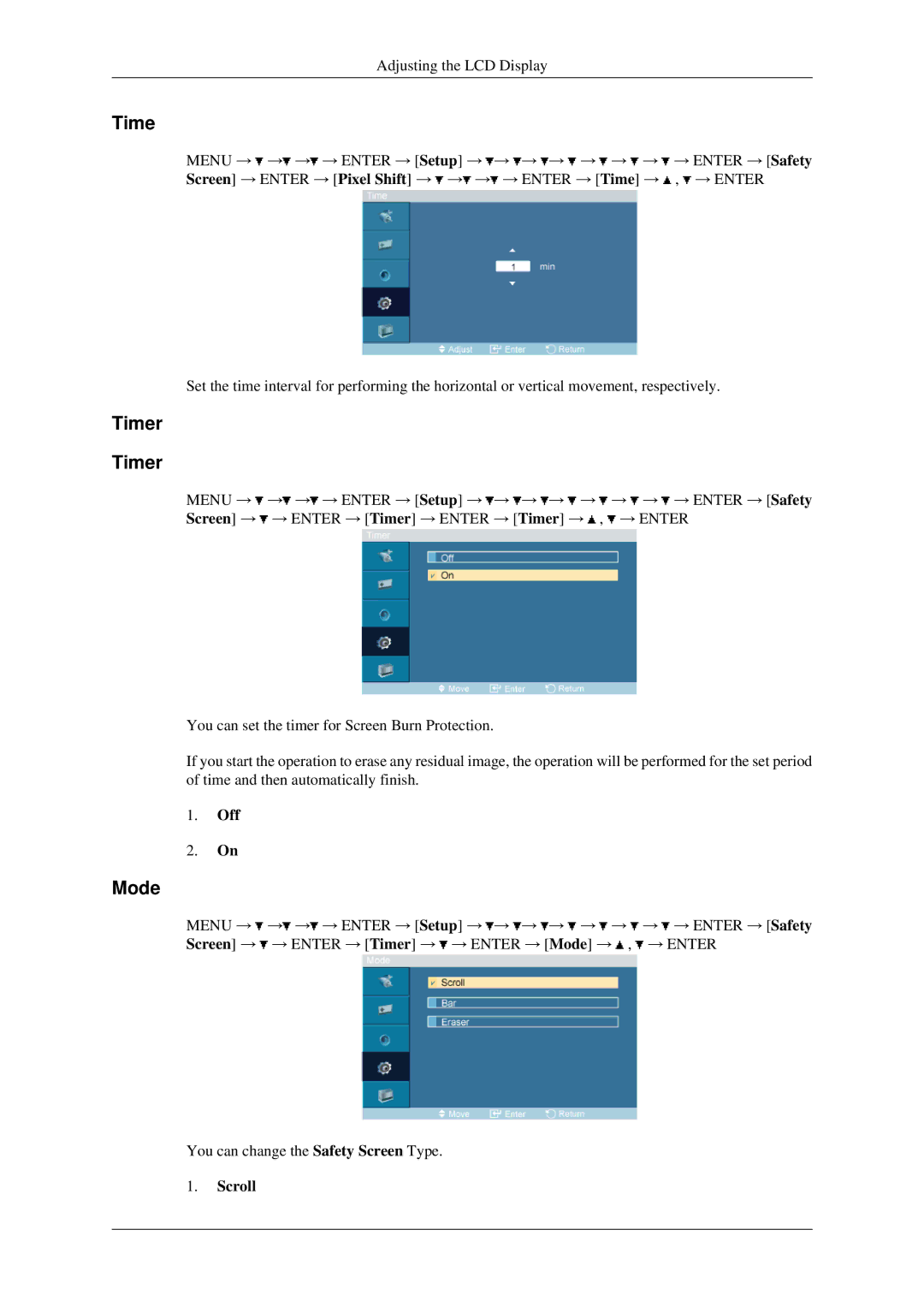 Samsung 400MXN, 460MXN user manual Timer, Scroll 