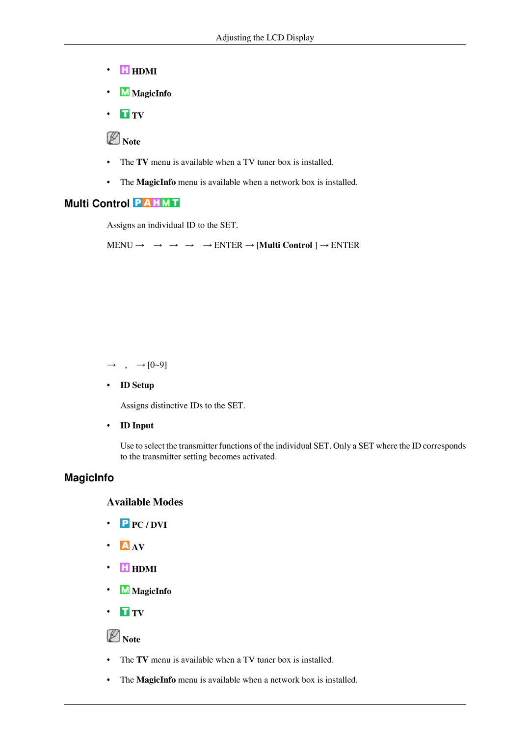 Samsung 460MXN, 400MXN user manual MagicInfo, ID Setup, ID Input 