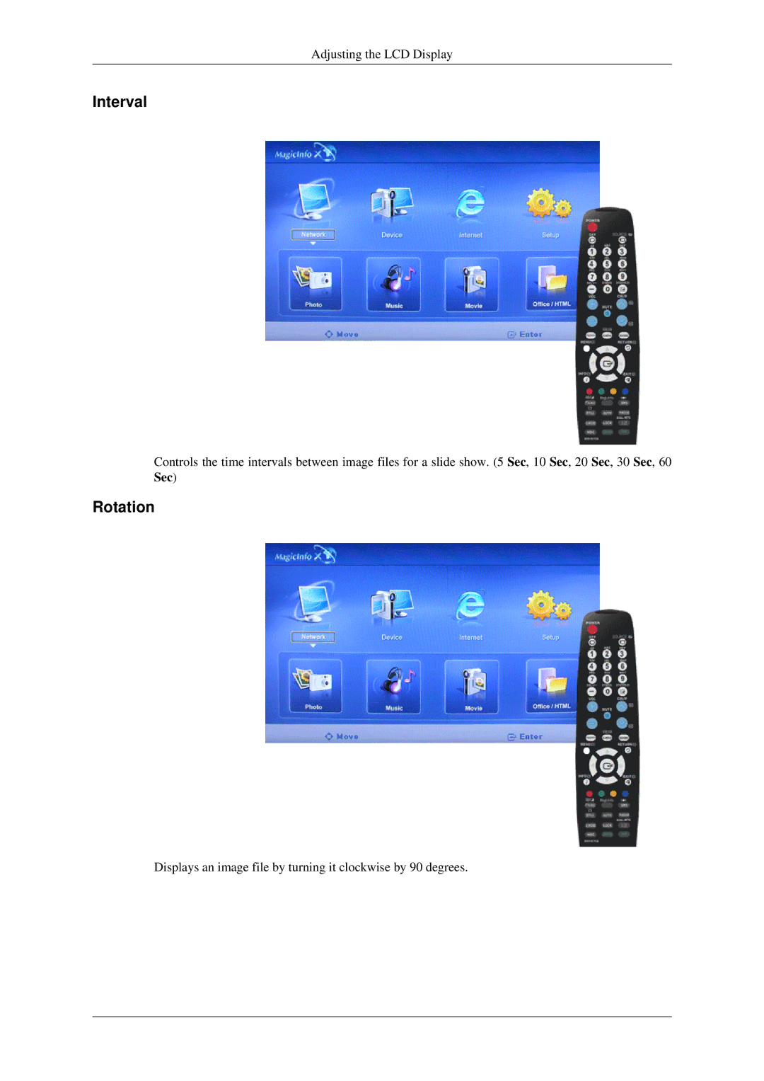 Samsung 400MXN, 460MXN user manual Interval, Rotation 