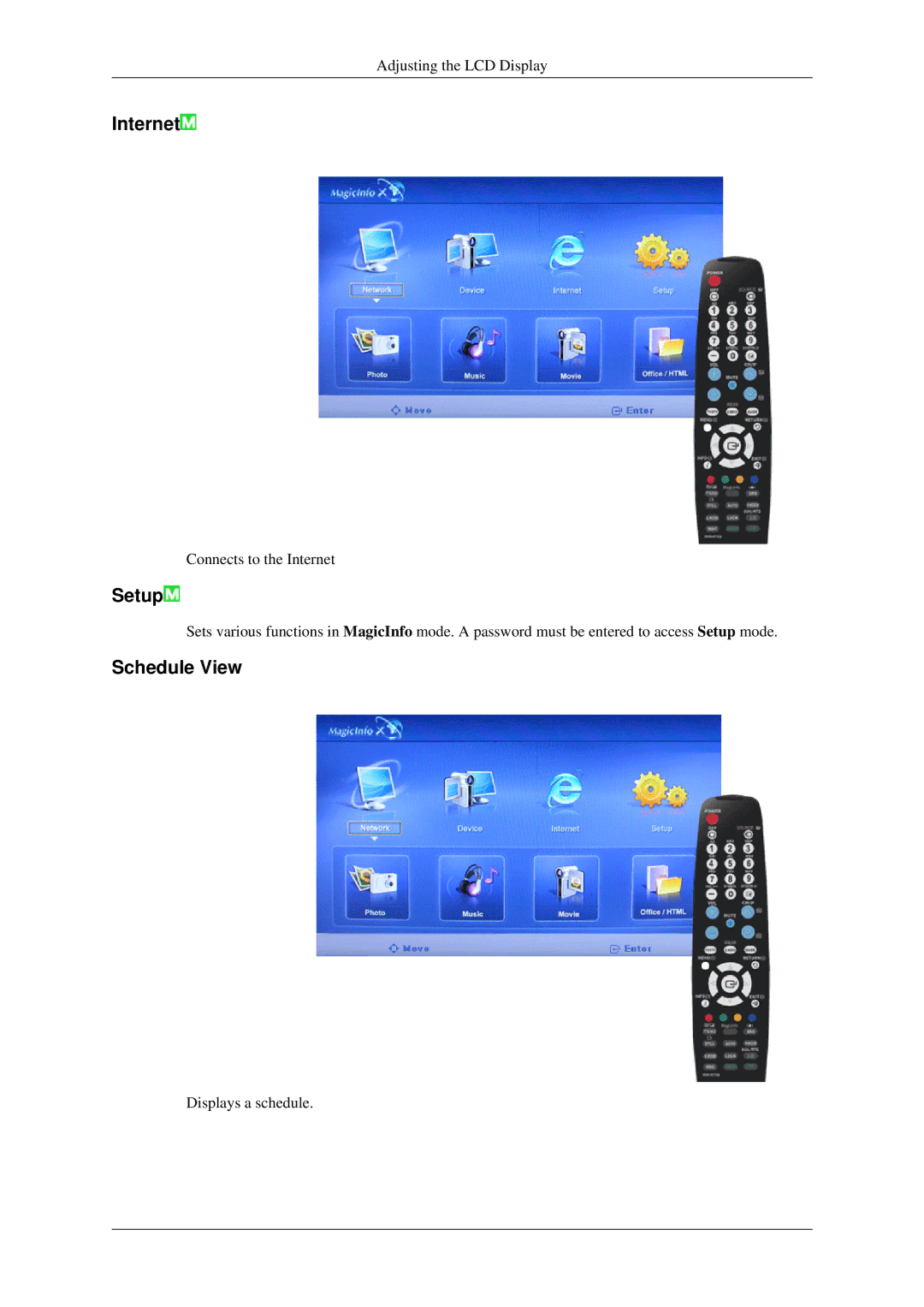 Samsung 400MXN, 460MXN user manual Internet, Schedule View 