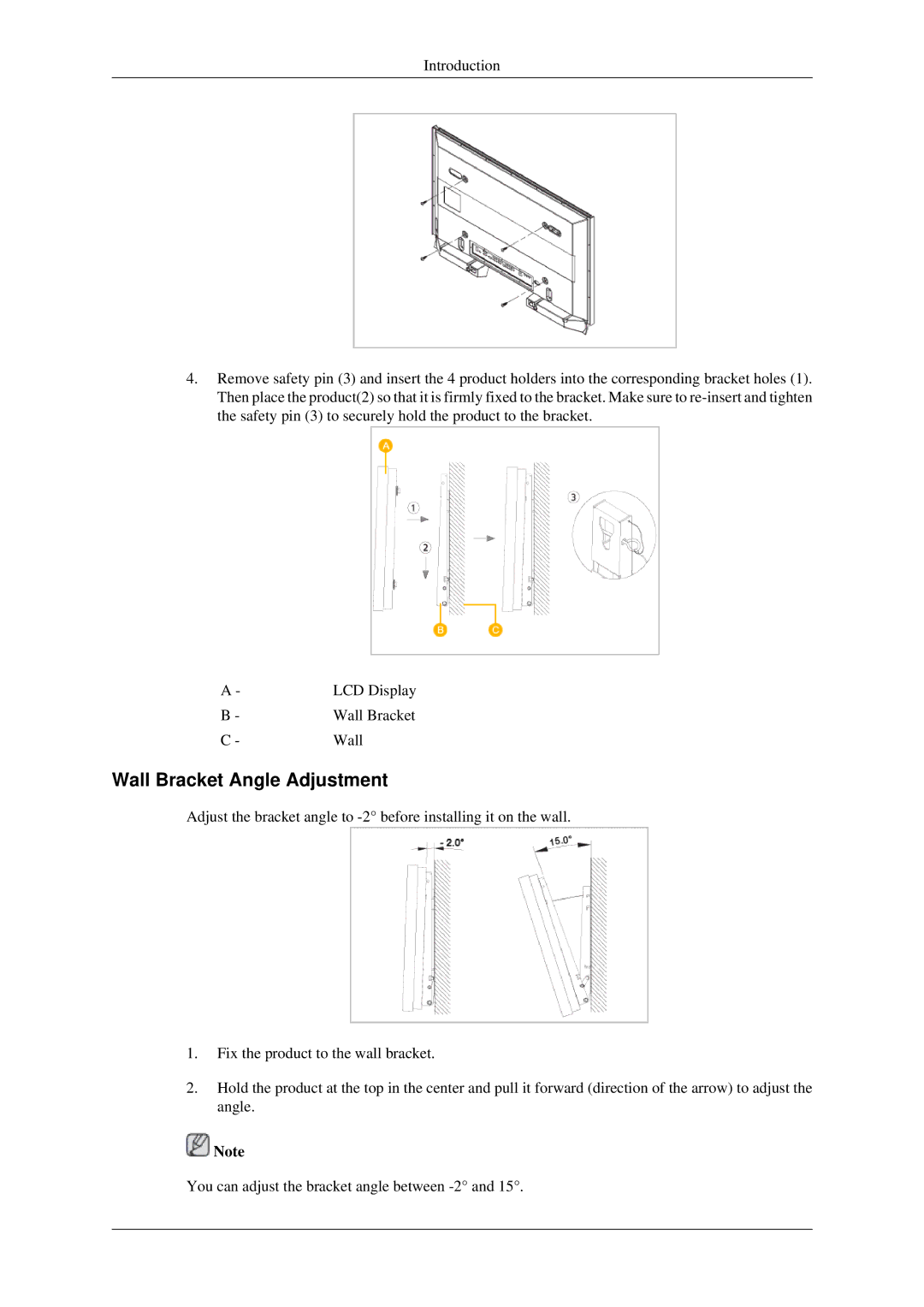 Samsung 460MXN, 400MXN user manual Wall Bracket Angle Adjustment 