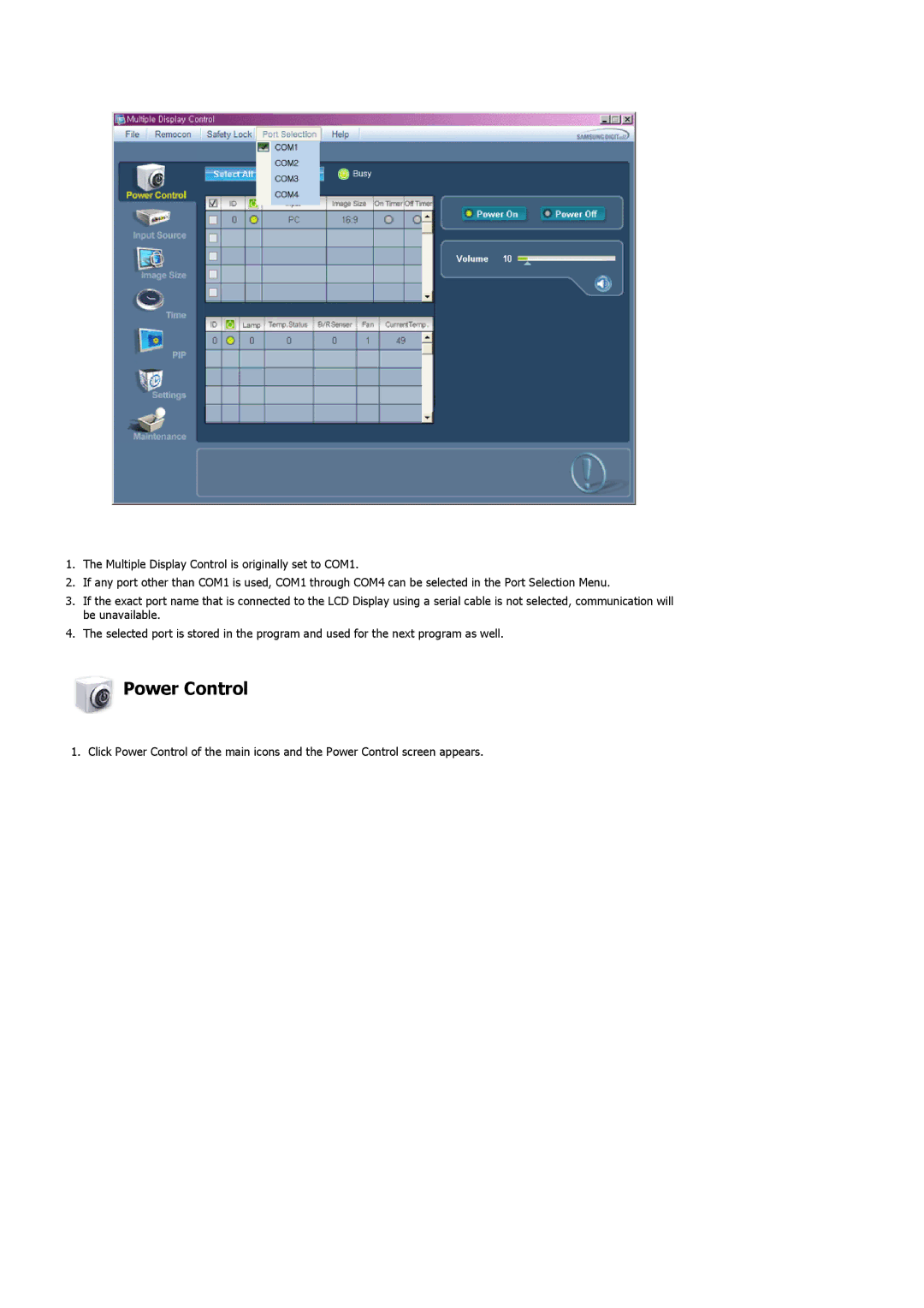 Samsung 400MXN, 460MXN user manual Power Control 