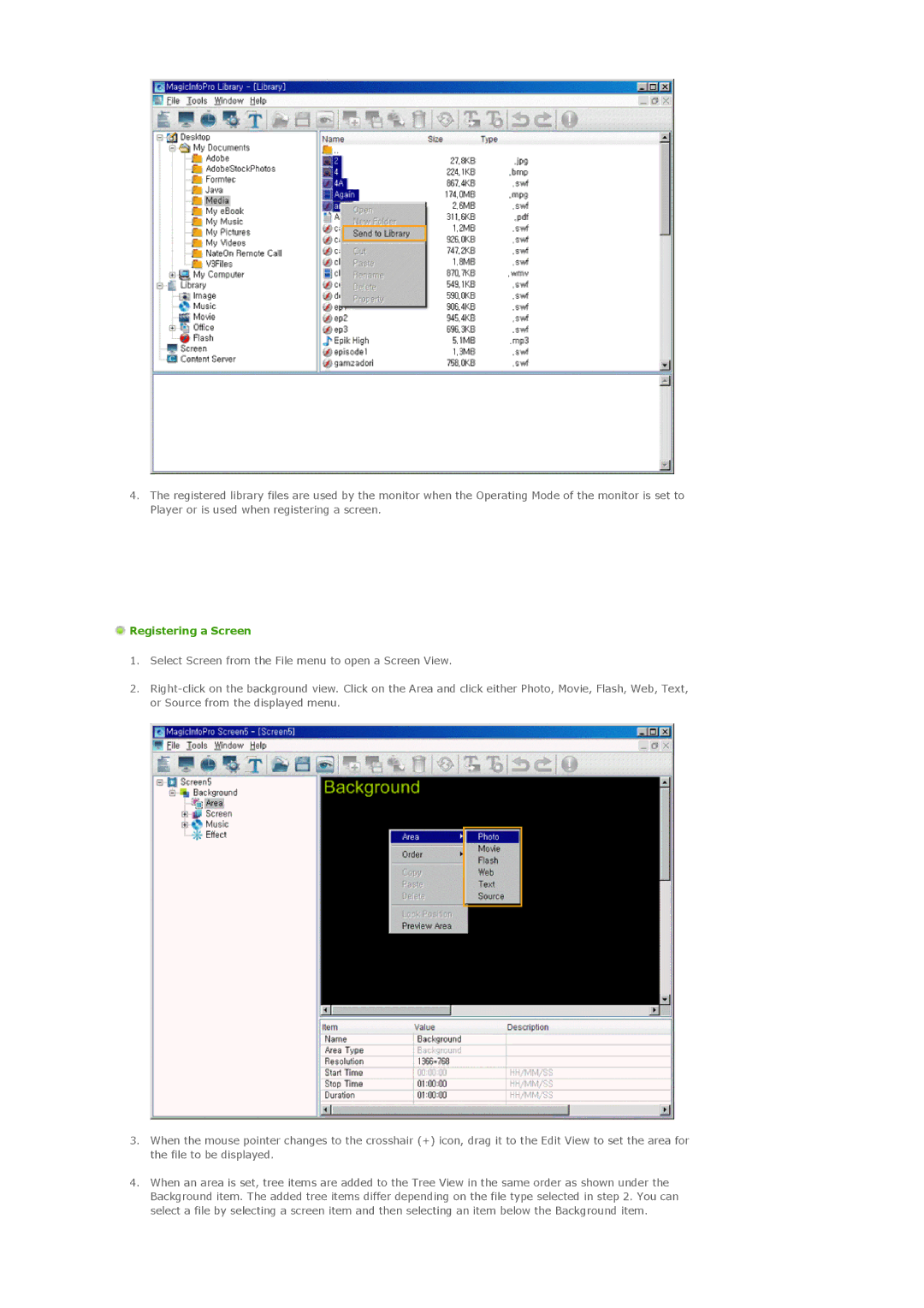 Samsung 460MXN, 400MXN user manual Registering a Screen 