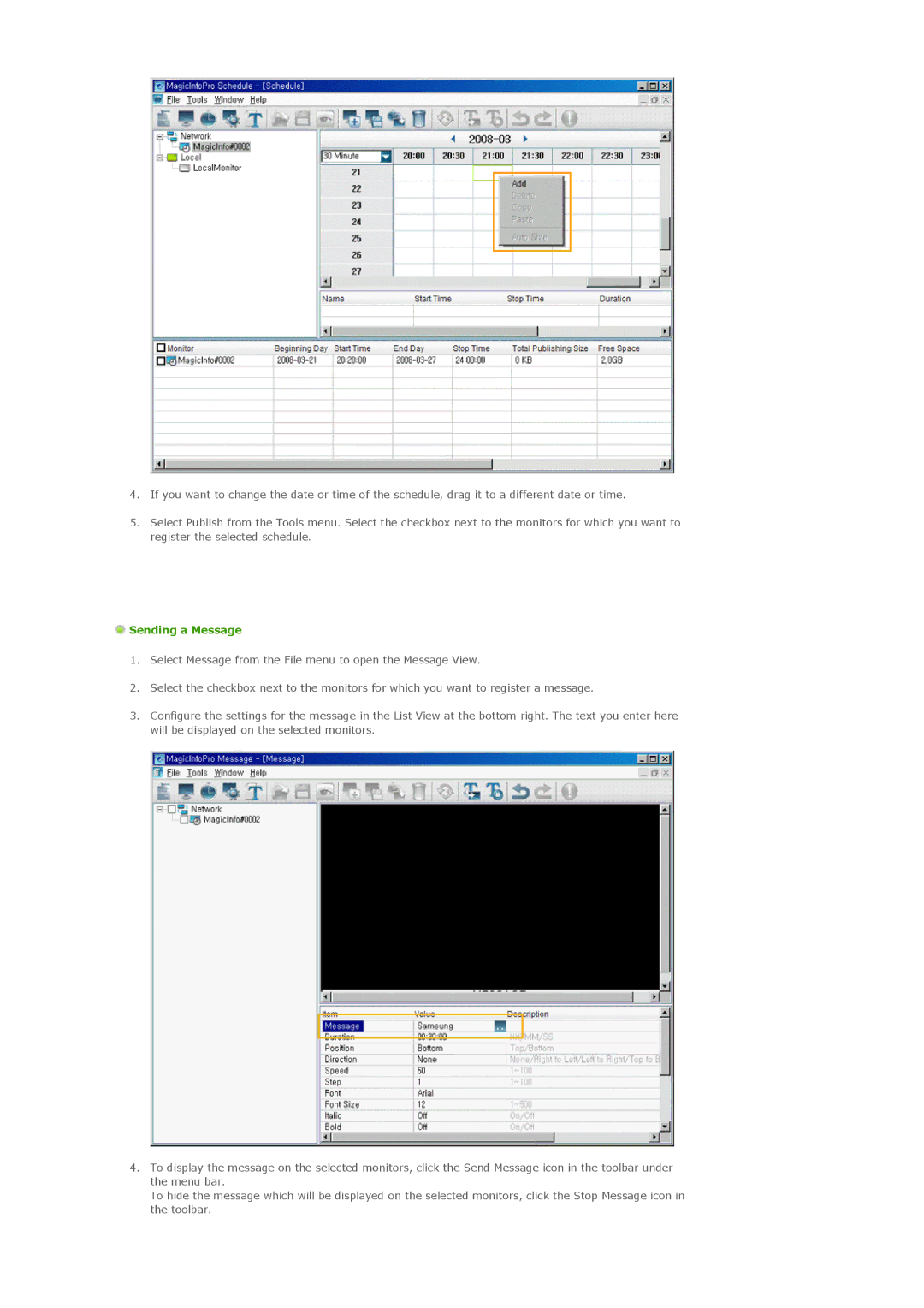 Samsung 400MXN, 460MXN user manual Sending a Message 