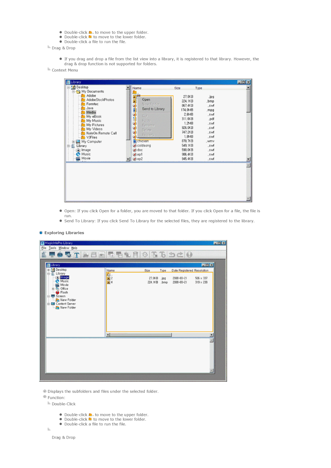 Samsung 460MXN, 400MXN user manual Exploring Libraries 