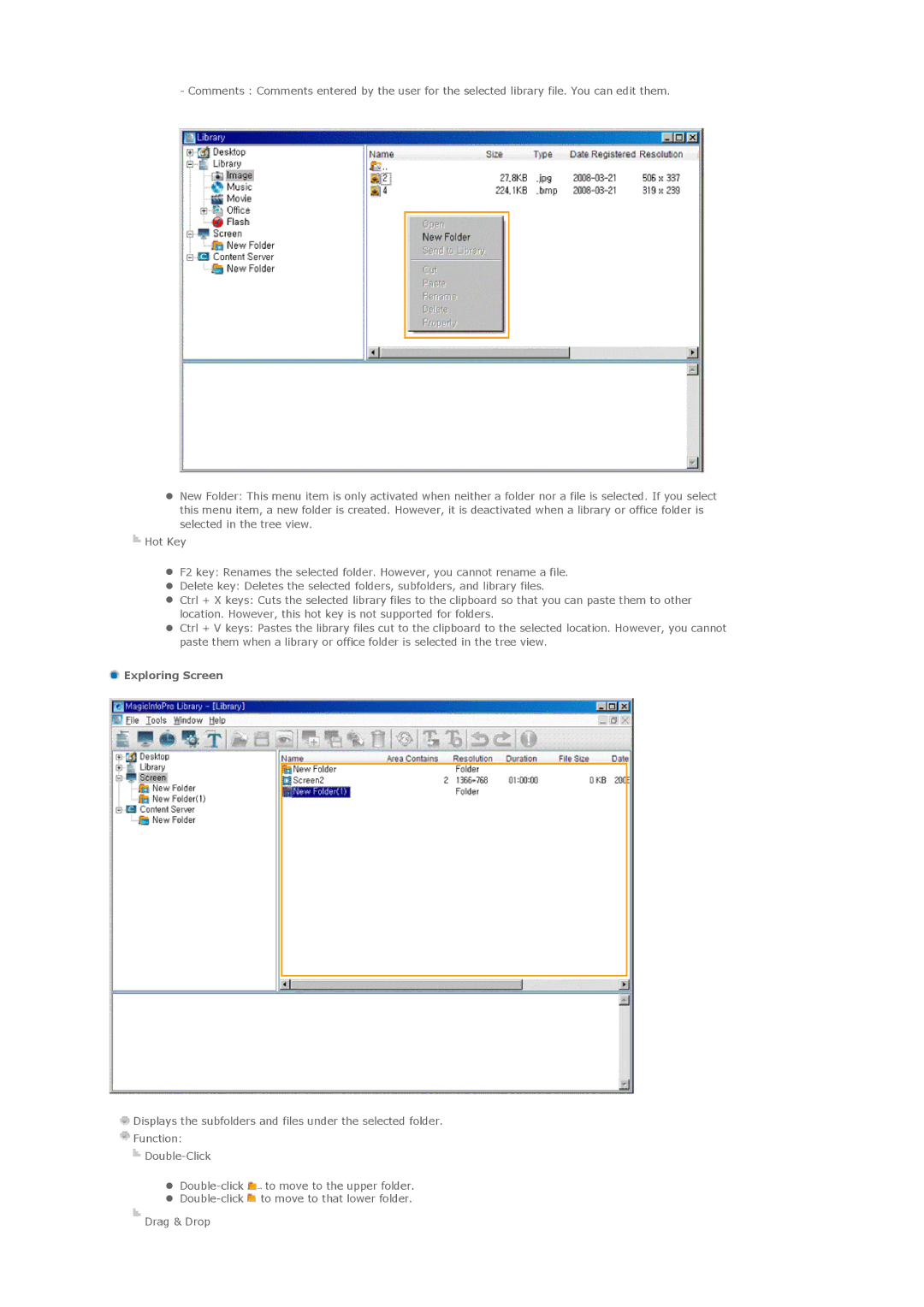 Samsung 400MXN, 460MXN user manual Exploring Screen 