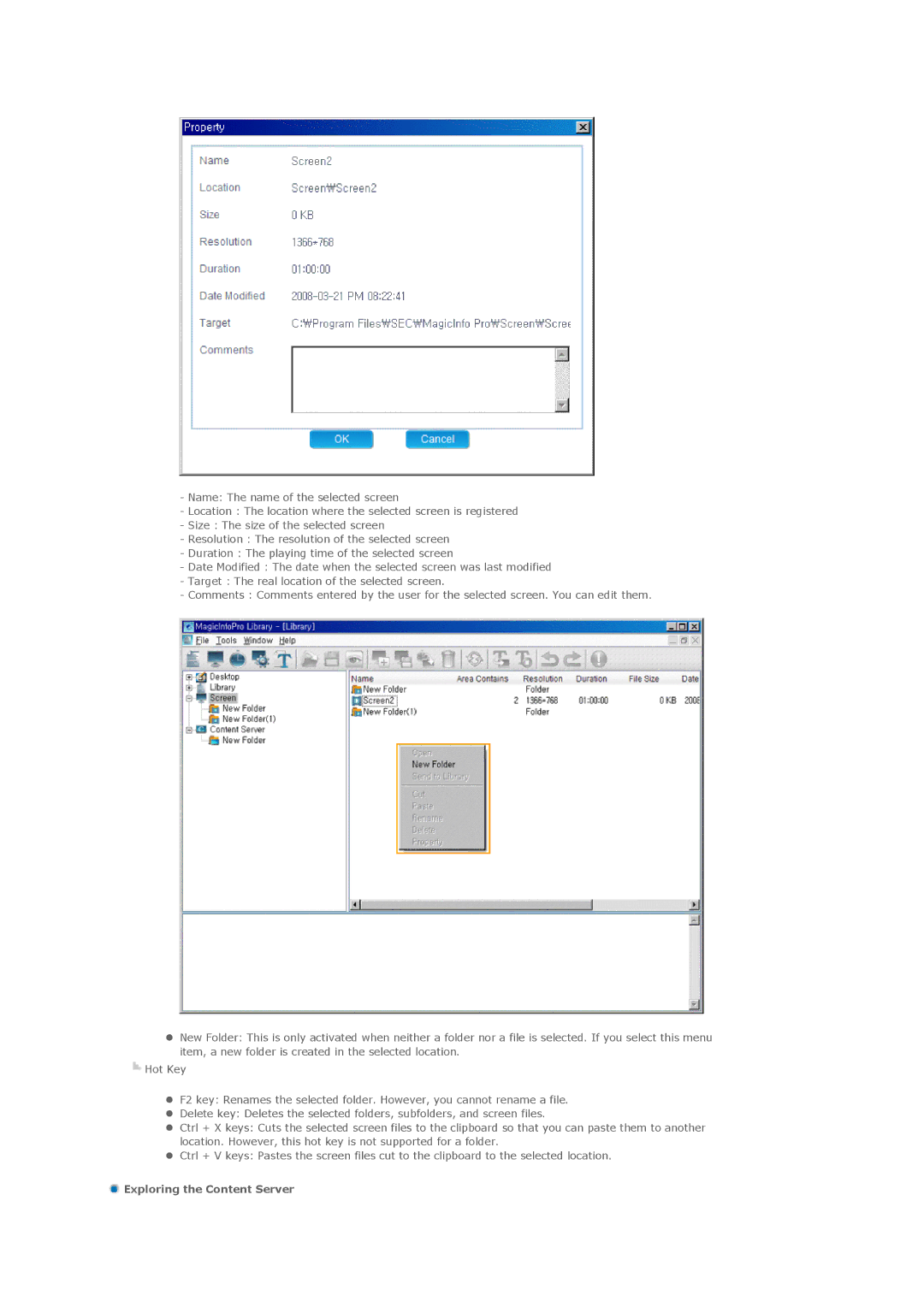 Samsung 460MXN, 400MXN user manual Exploring the Content Server 