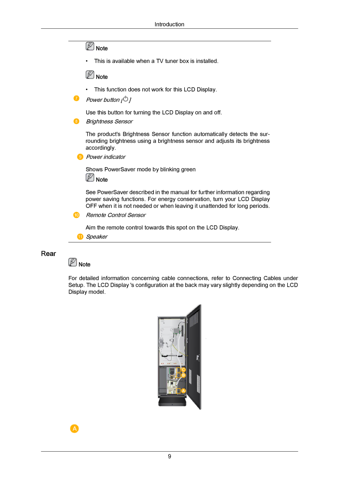 Samsung 460TMn quick start Rear, Brightness Sensor 