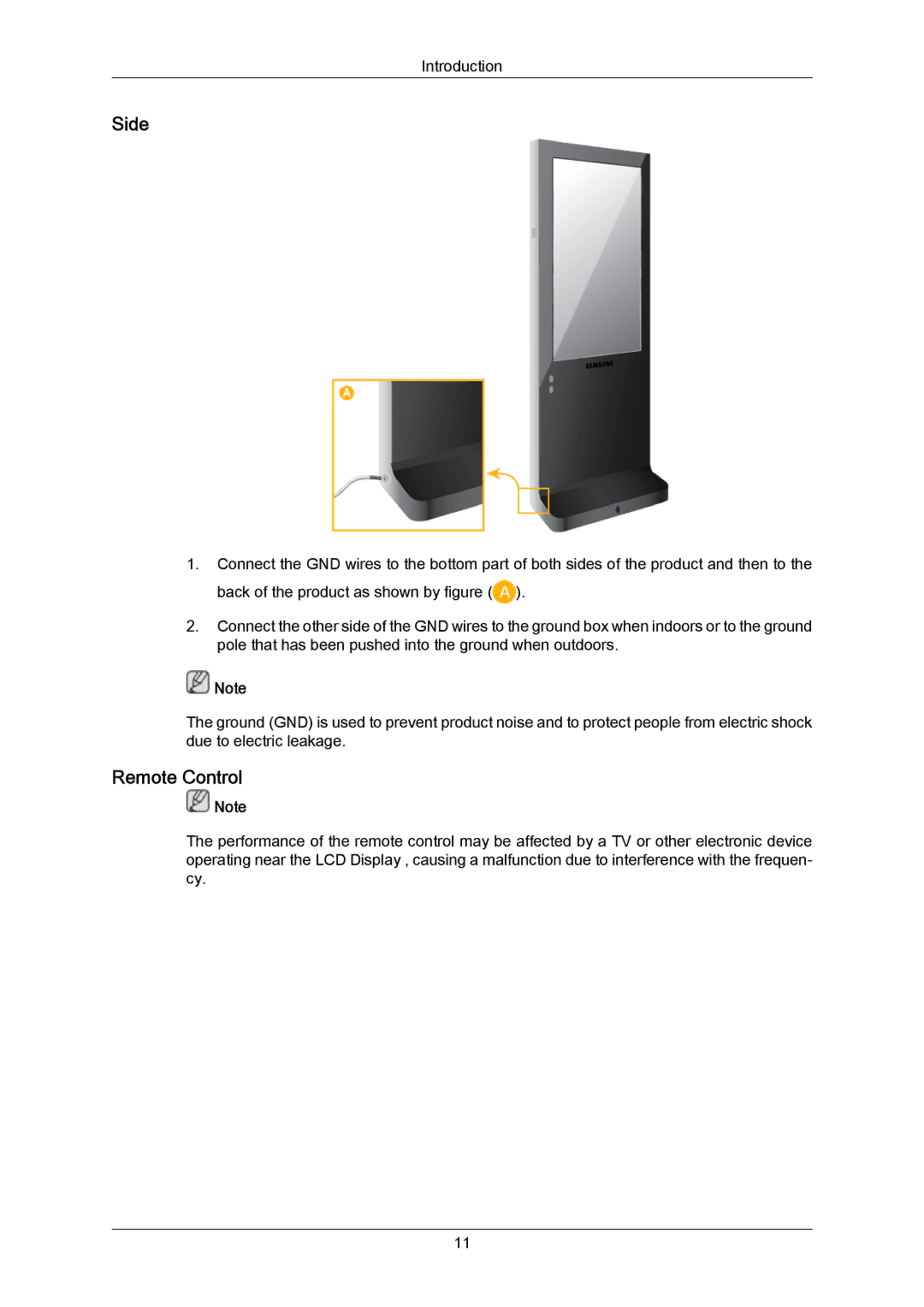 Samsung 460TMn quick start Side, Remote Control 