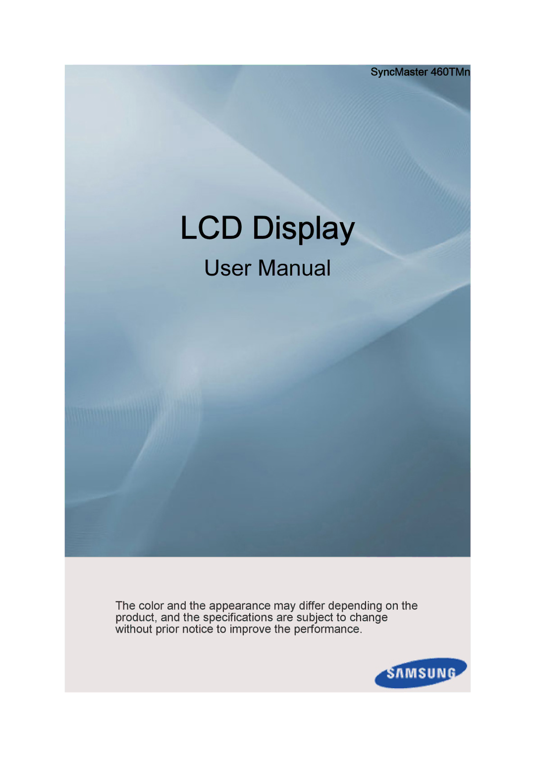 Samsung user manual LCD Display, SyncMaster 460TMn 