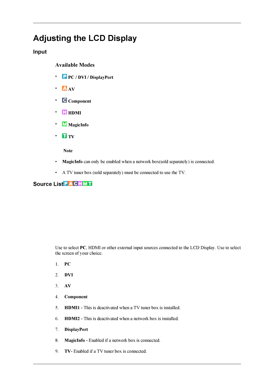 Samsung SL46B, 460TS-3, 400TS-3 user manual Input, Source List 