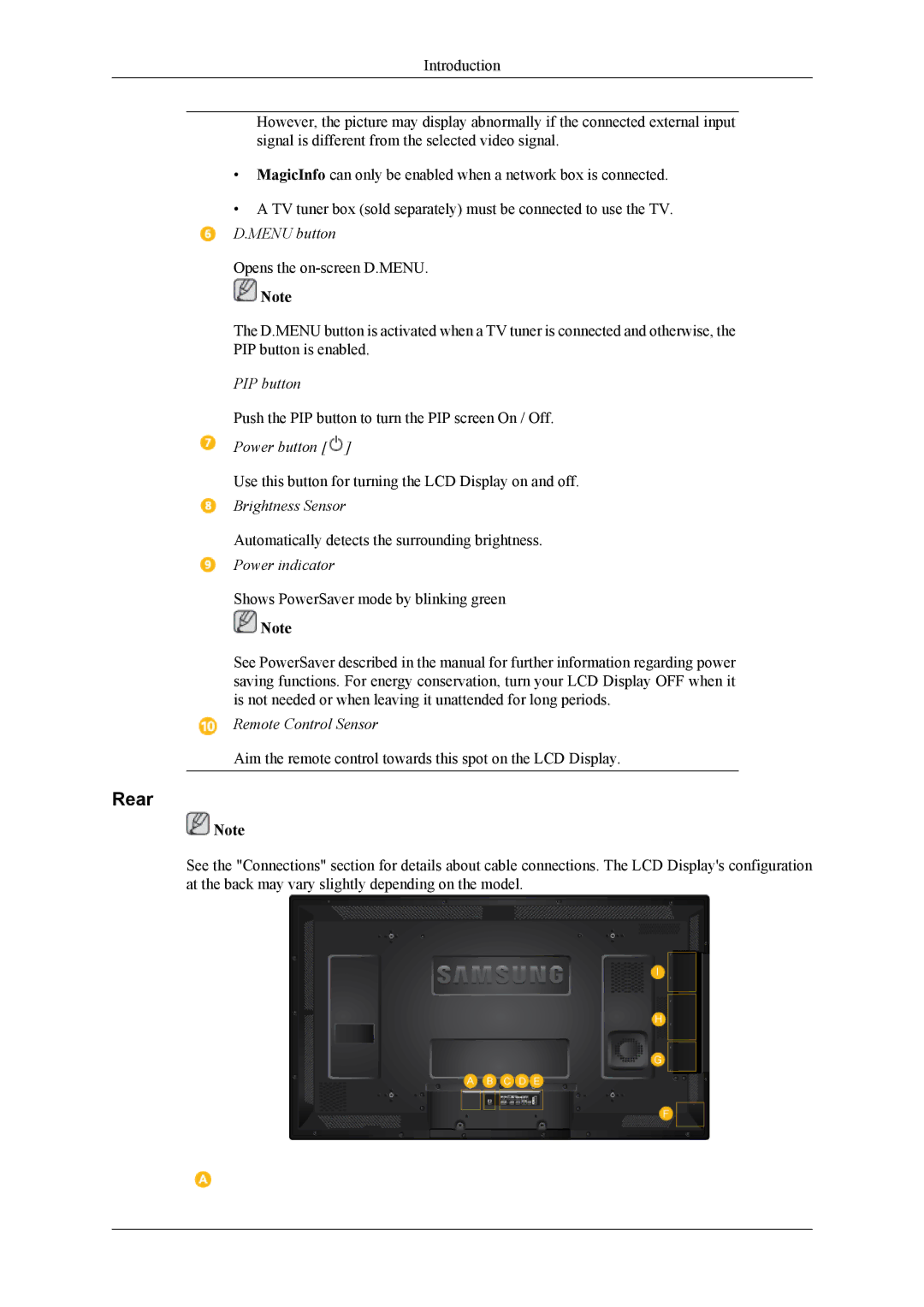 Samsung 460TS-3, 400TS-3, SL46B user manual Rear 