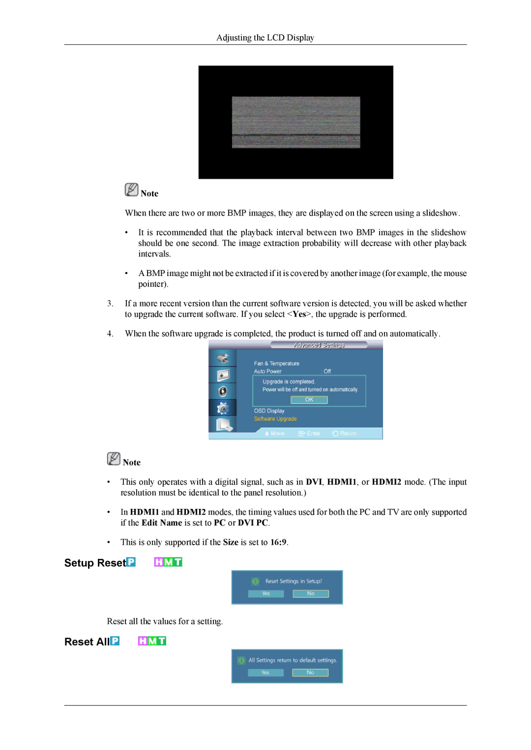 Samsung SL46B, 460TS-3, 400TS-3 user manual Setup Reset, Reset All 