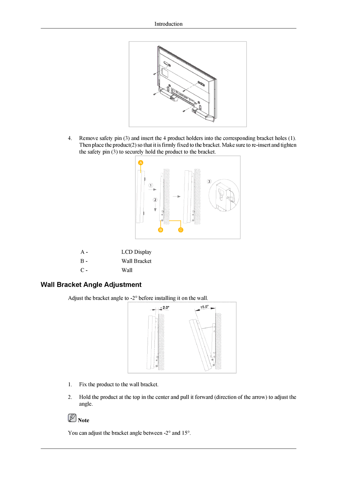 Samsung 460TS-3, 400TS-3, SL46B user manual Wall Bracket Angle Adjustment 