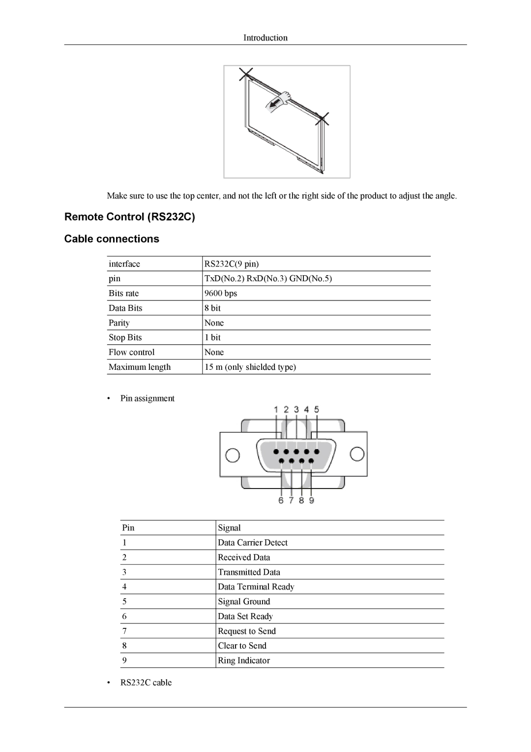 Samsung 400TS-3, 460TS-3, SL46B user manual Remote Control RS232C Cable connections 