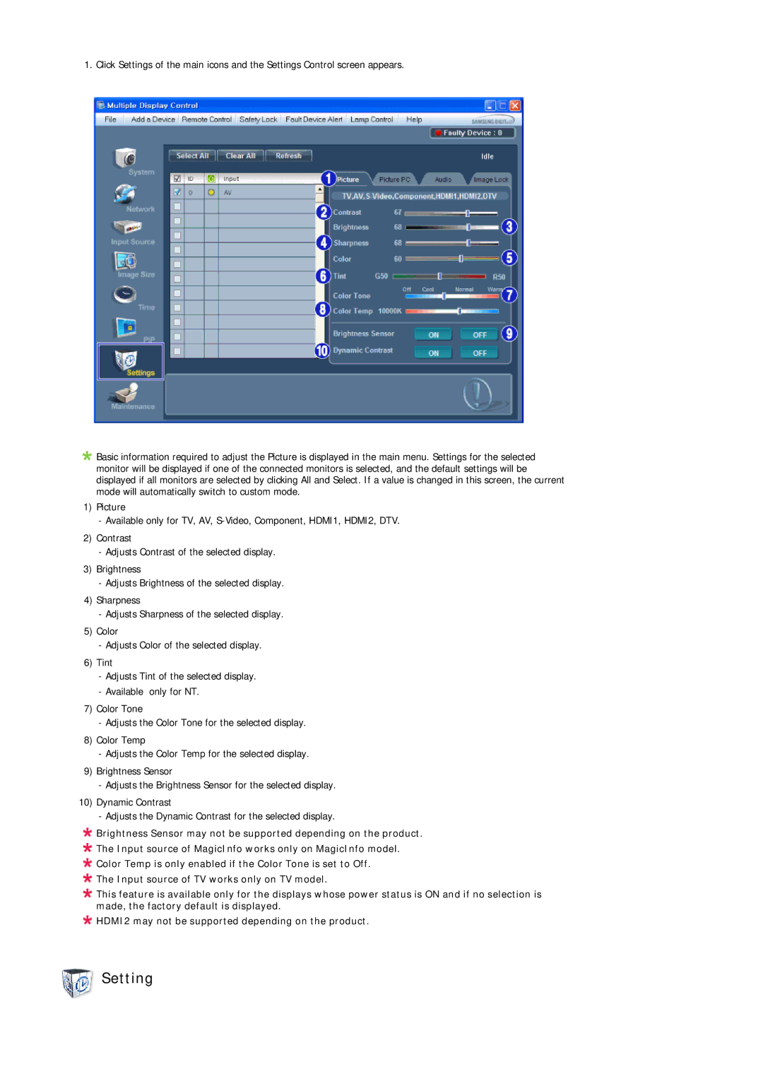 Samsung SL46B, 460TS-3, 400TS-3 user manual Setting 