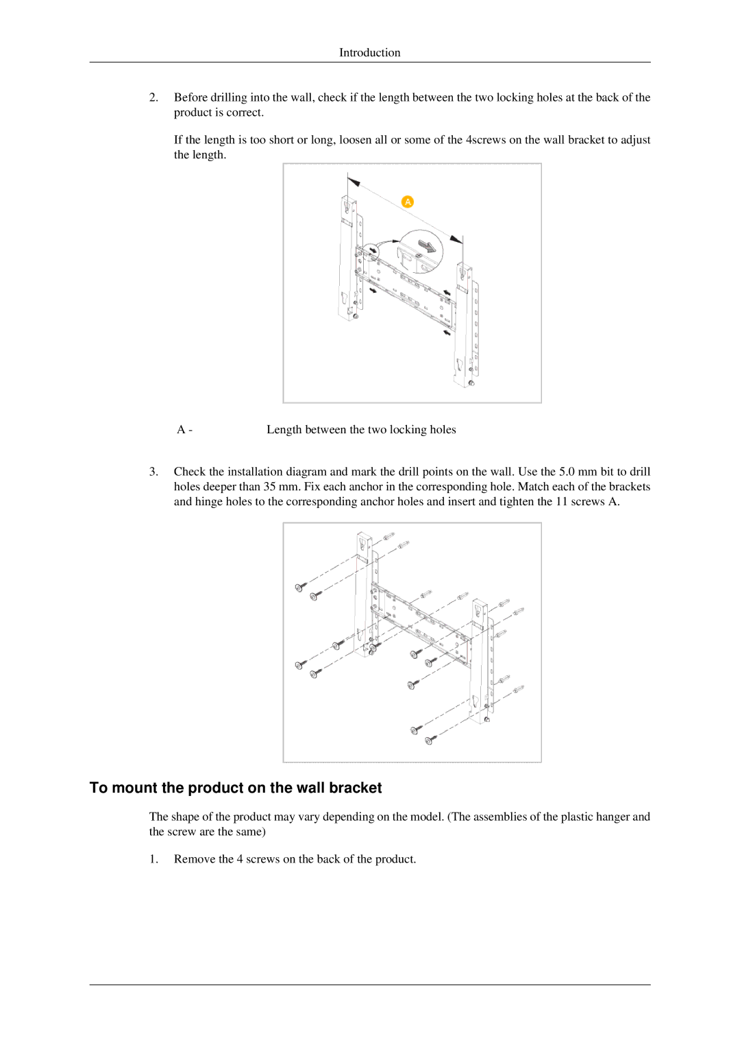 Samsung 460TSn, 400TSn user manual To mount the product on the wall bracket 