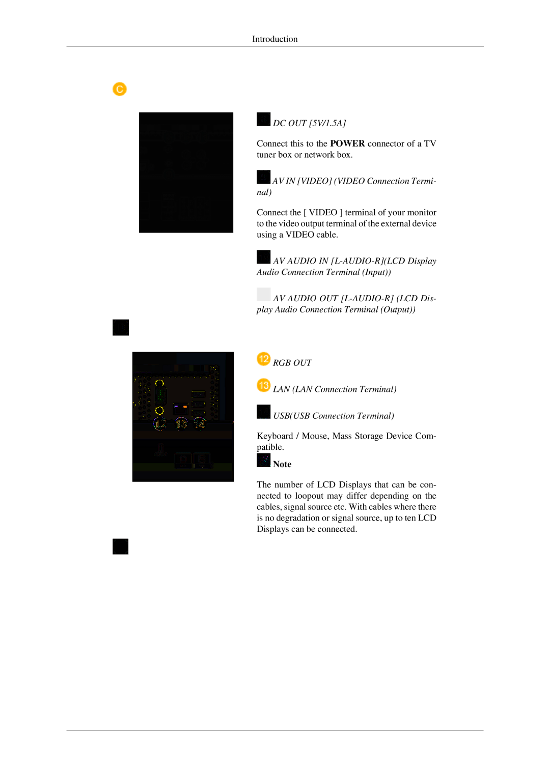 Samsung 460TSn, 400TSn user manual AV in Video Video Connection Termi- nal, Rgb Out 