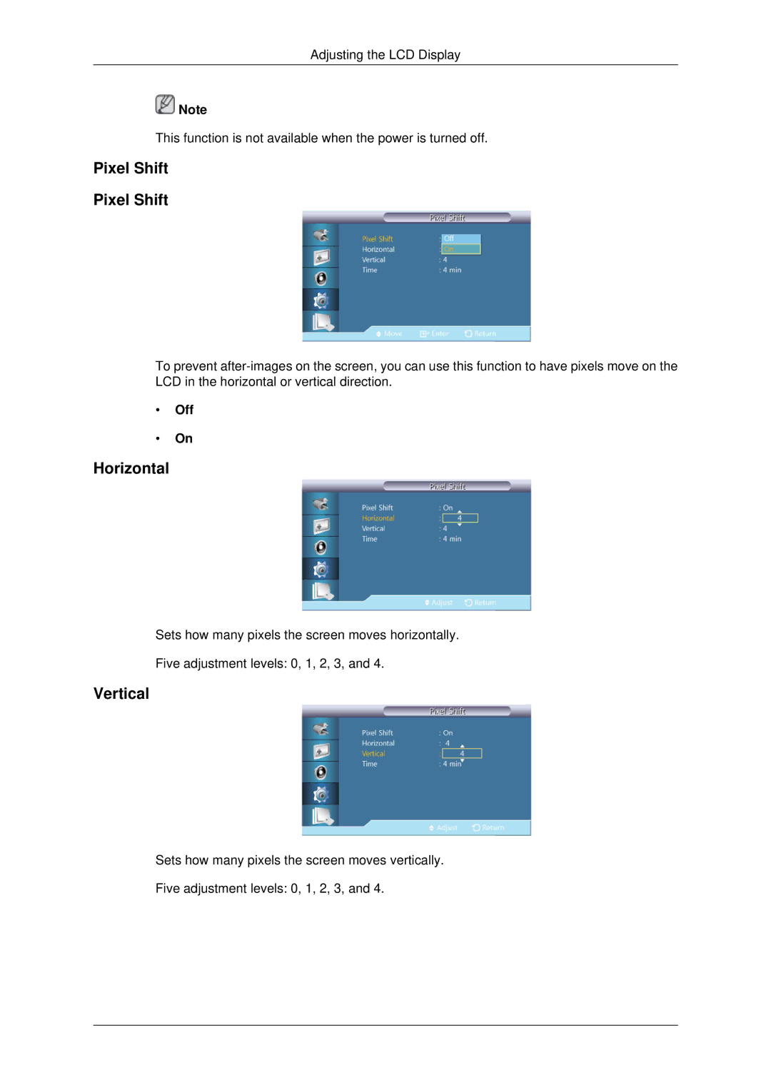 Samsung 460UT-B, 460UTN-B, 460UTN-2, 460UT-2, 460UTn2-UD2 user manual Pixel Shift 