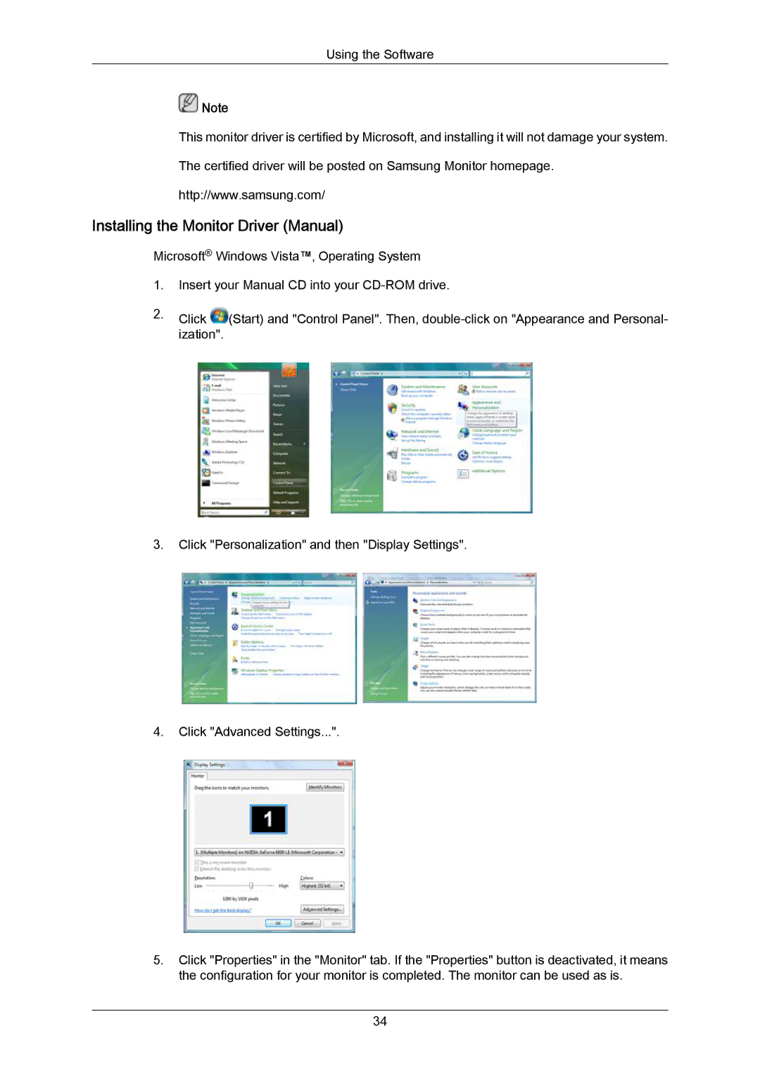 Samsung 460UT-2, 460UTN-B, 460UTN-2, 460UT-B user manual Installing the Monitor Driver Manual 