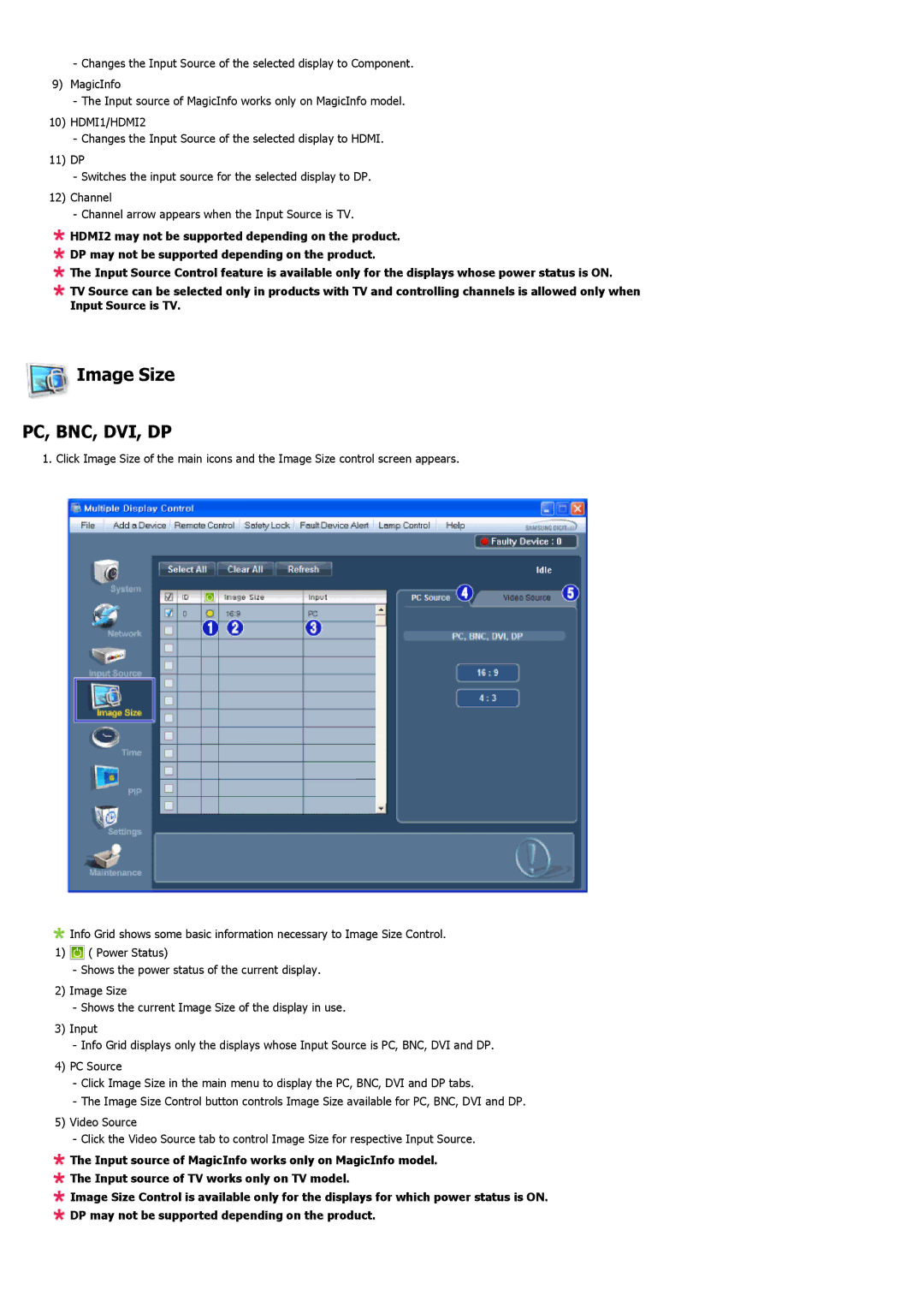 Samsung 460UT-B, 460UTN-B, 460UTN-2, 460UT-2 user manual Image Size, HDMI1/HDMI2 