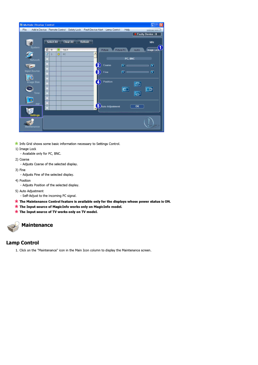 Samsung 460UT-2, 460UTN-B, 460UTN-2, 460UT-B user manual Maintenance Lamp Control 