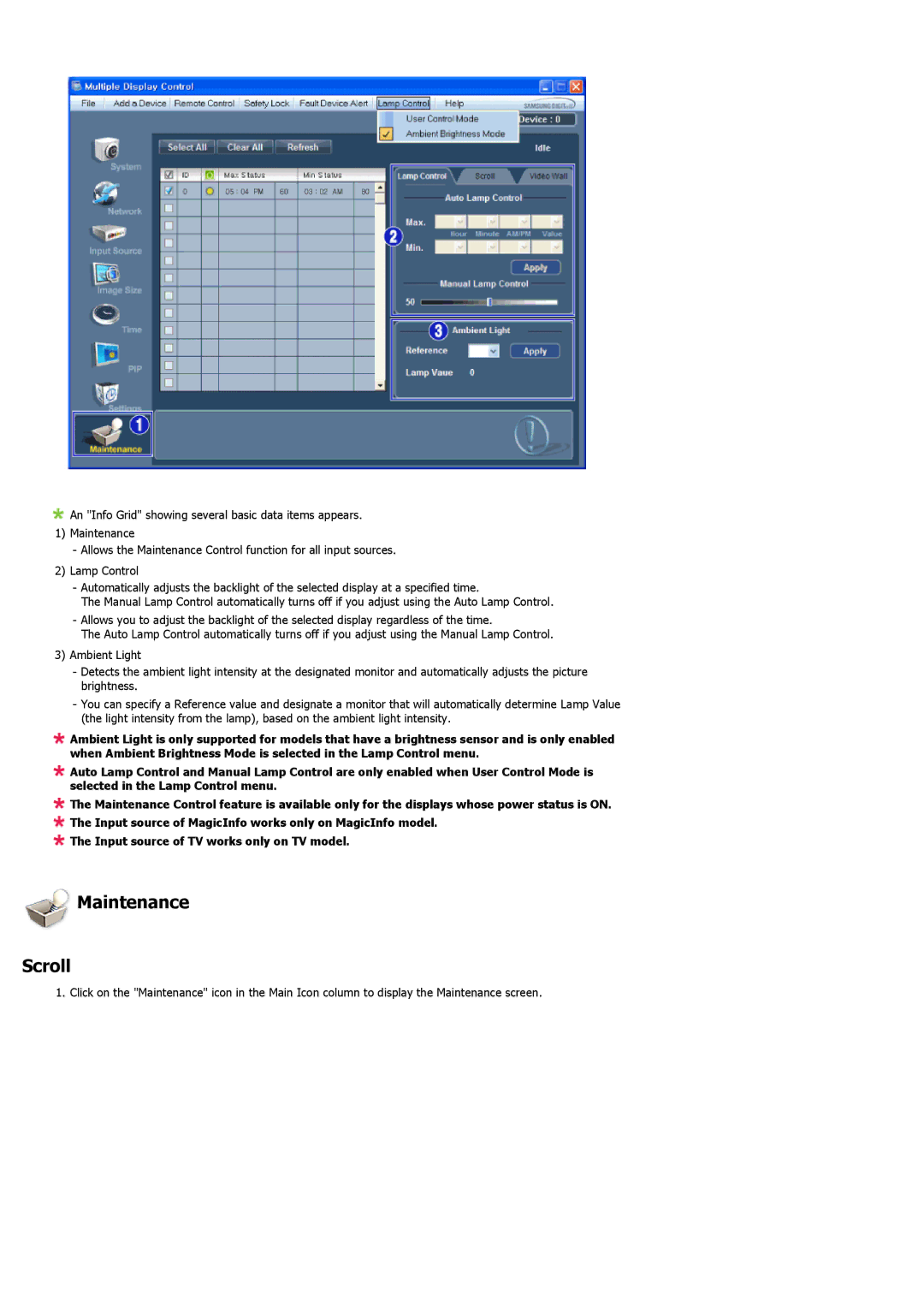 Samsung 460UTN-B, 460UTN-2, 460UT-B, 460UT-2 user manual Maintenance Scroll 