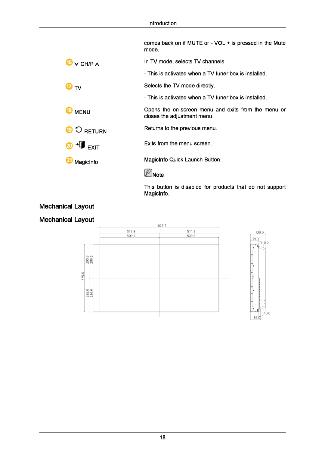Samsung 460UT-2, 460UTN-B, 460UTN-2, 460UT-B user manual Mechanical Layout Mechanical Layout 