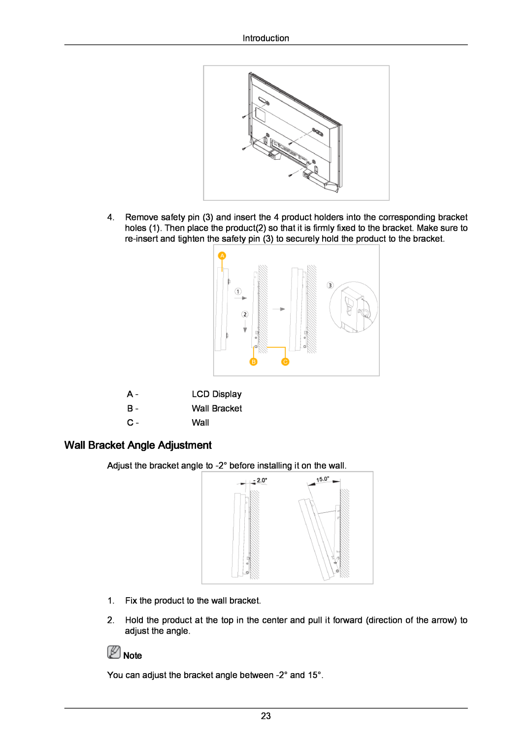 Samsung 460UTN-B, 460UTN-2, 460UT-B, 460UT-2 user manual Wall Bracket Angle Adjustment 