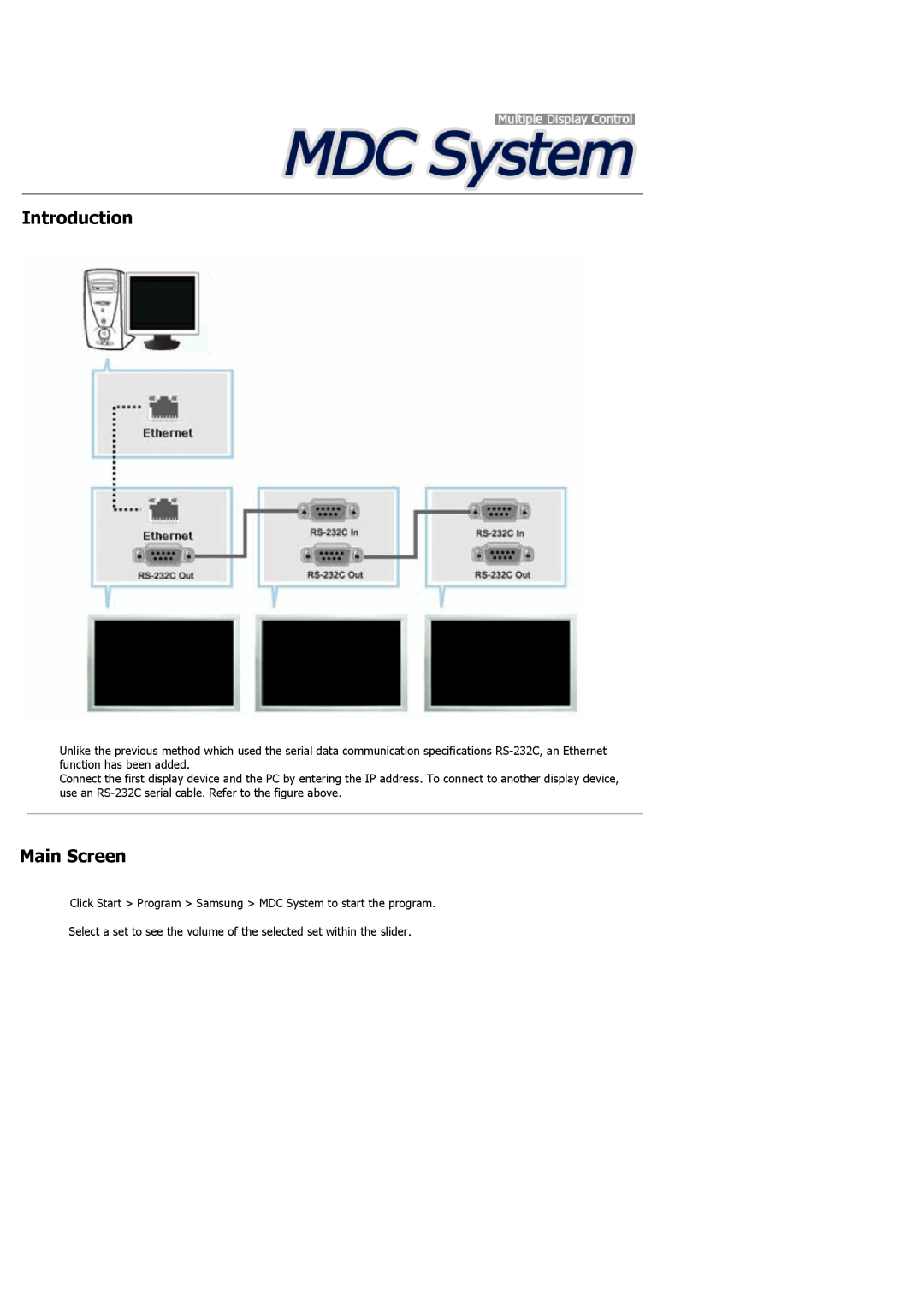 Samsung 460UTN-B, 460UTN-2, 460UT-B, 460UT-2 user manual Introduction, Main Screen 