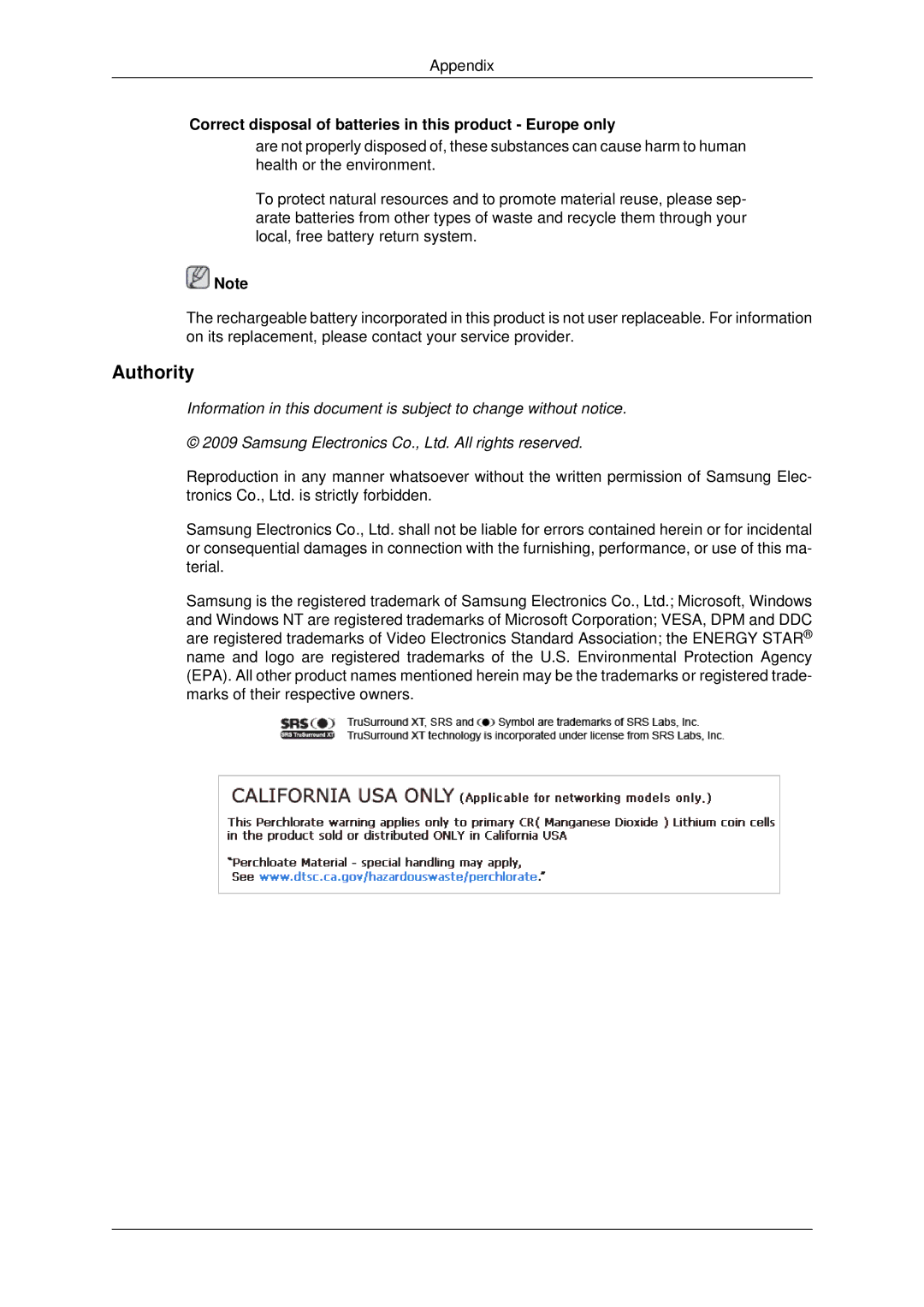 Samsung 400UX-2, 460UX-2, 460UXN-2, 400UXN-2 user manual Authority 