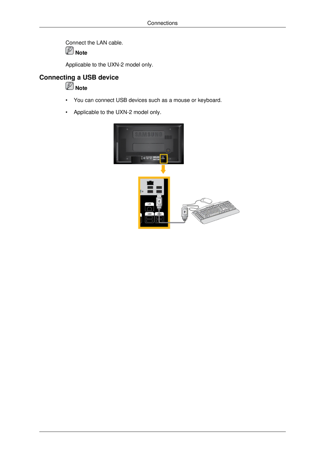 Samsung 400UX-2, 460UX-2, 460UXN-2, 400UXN-2 user manual Connecting a USB device 