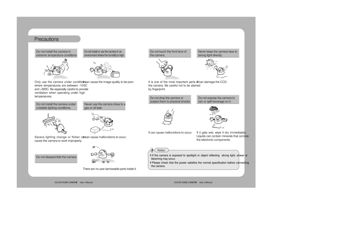 Samsung 46C user manual Precautions, Do not touch the front lens of the camera 