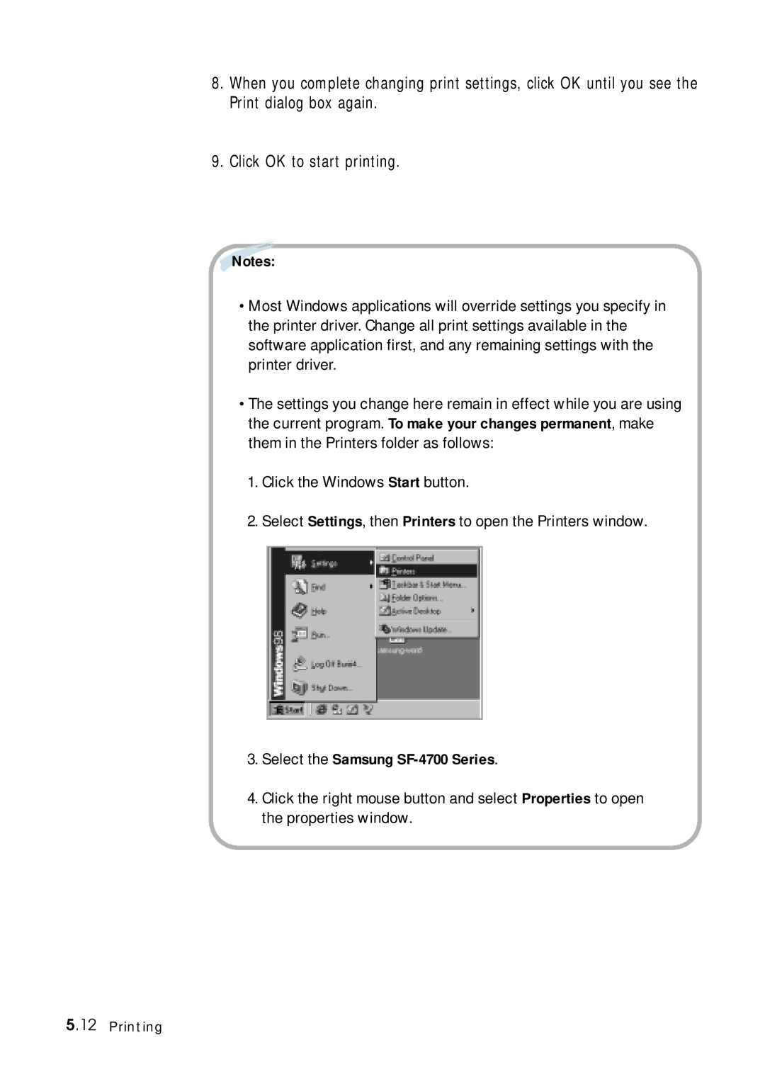 Samsung manual Select the Samsung SF-4700 Series 