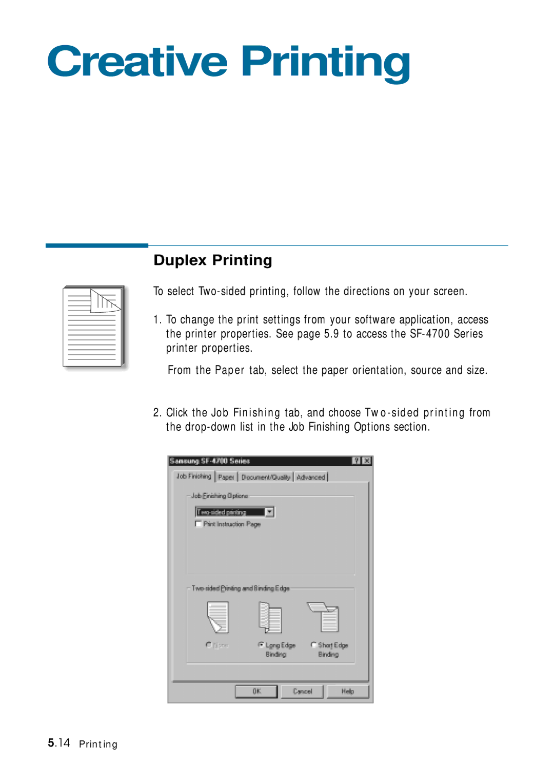 Samsung 4700 manual Creative Printing, Duplex Printing 