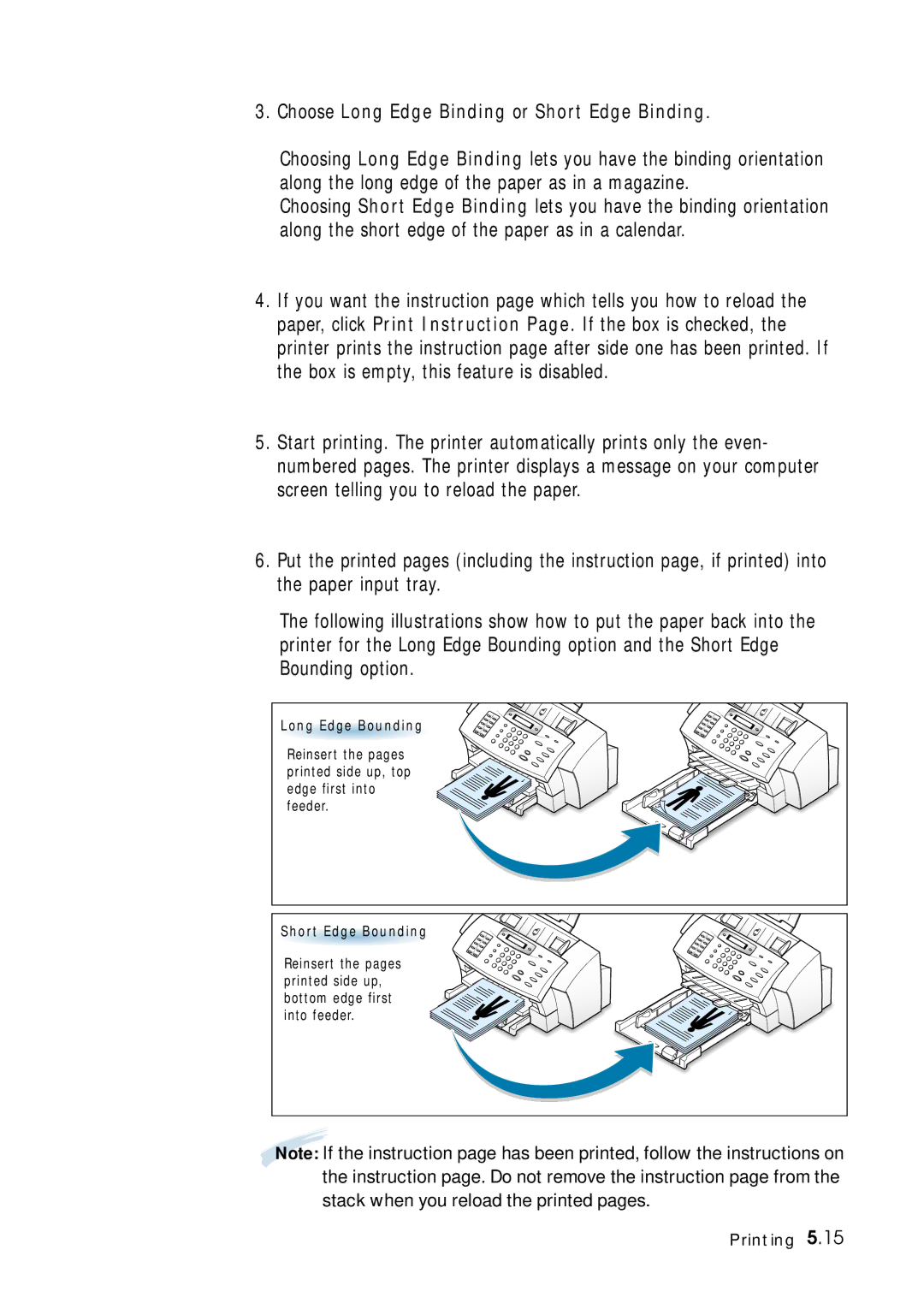 Samsung 4700 manual Choose Long Edge Binding or Short Edge Binding 