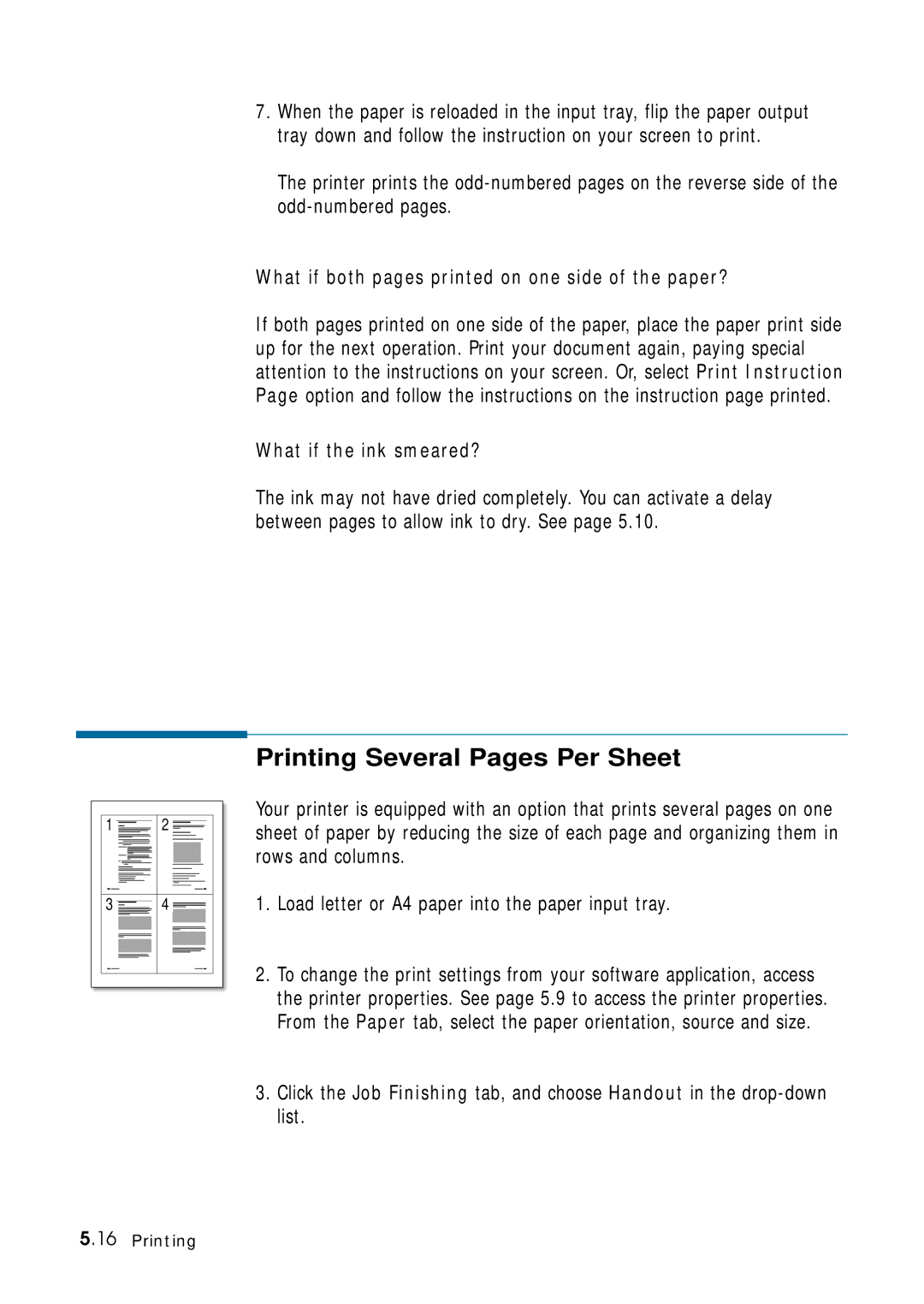 Samsung 4700 manual Printing Several Pages Per Sheet, What if both pages printed on one side of the paper? 