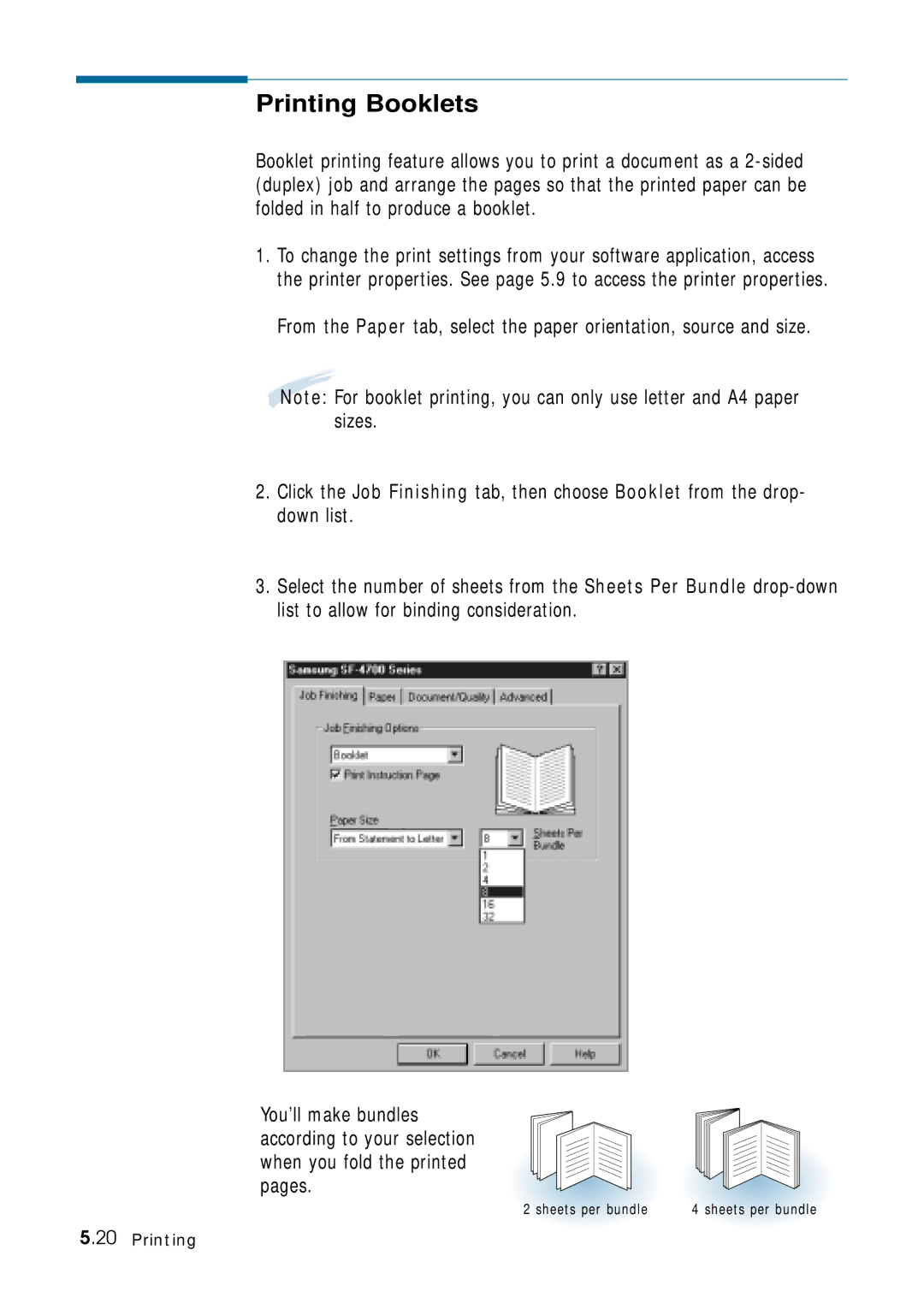 Samsung 4700 manual Printing Booklets 