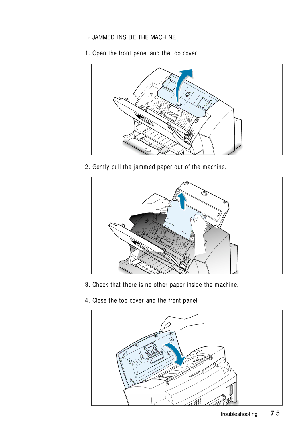 Samsung 4700 manual If Jammed Inside the Machine 