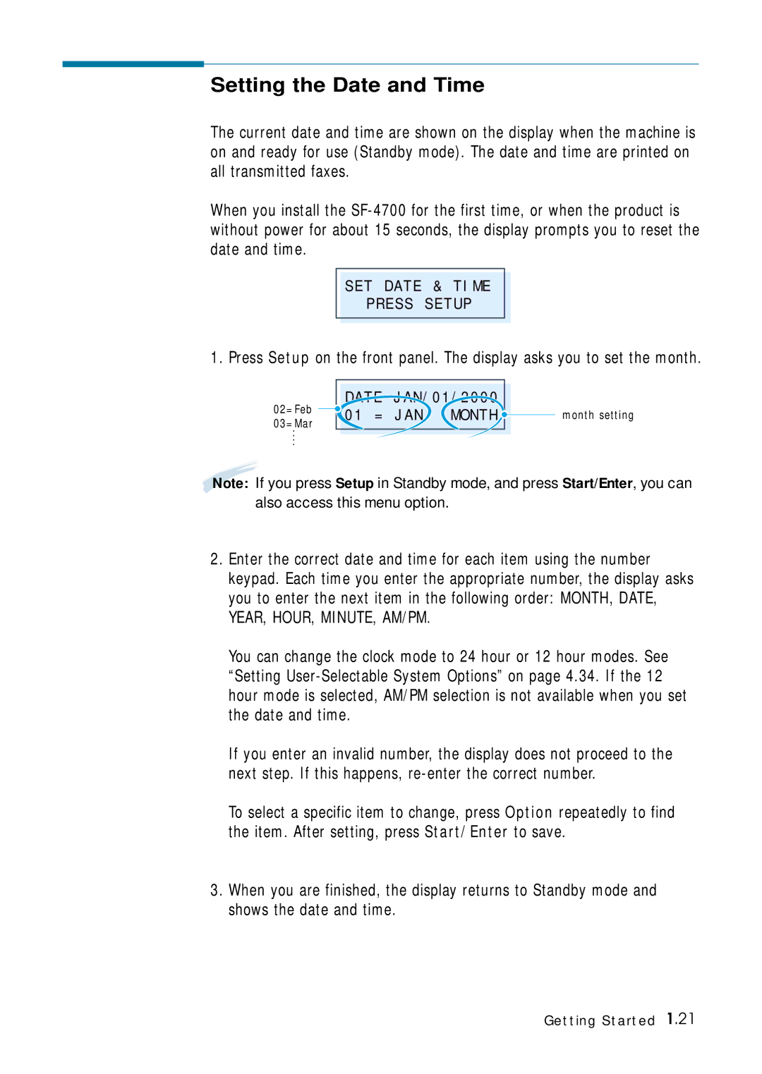 Samsung 4700 manual Setting the Date and Time 