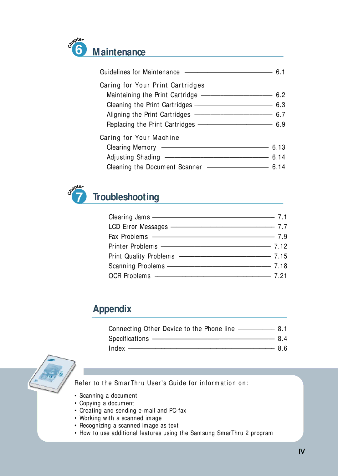 Samsung 4700 manual Maintenance 