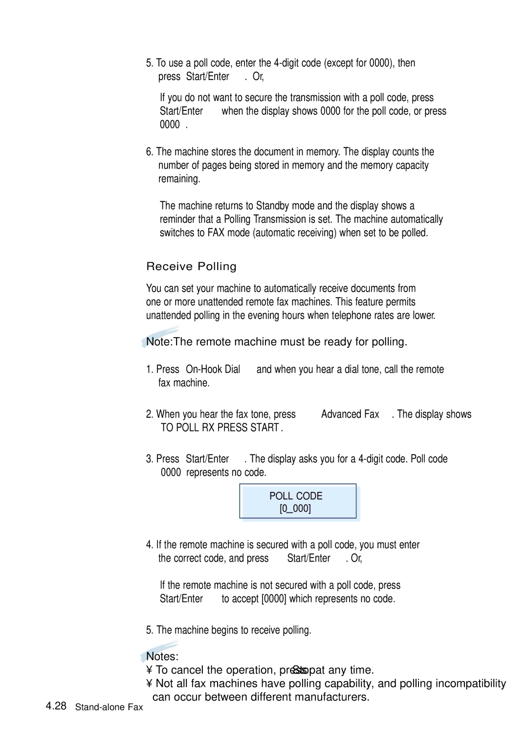 Samsung 4700 manual ‘TO Poll RX Press START’ 