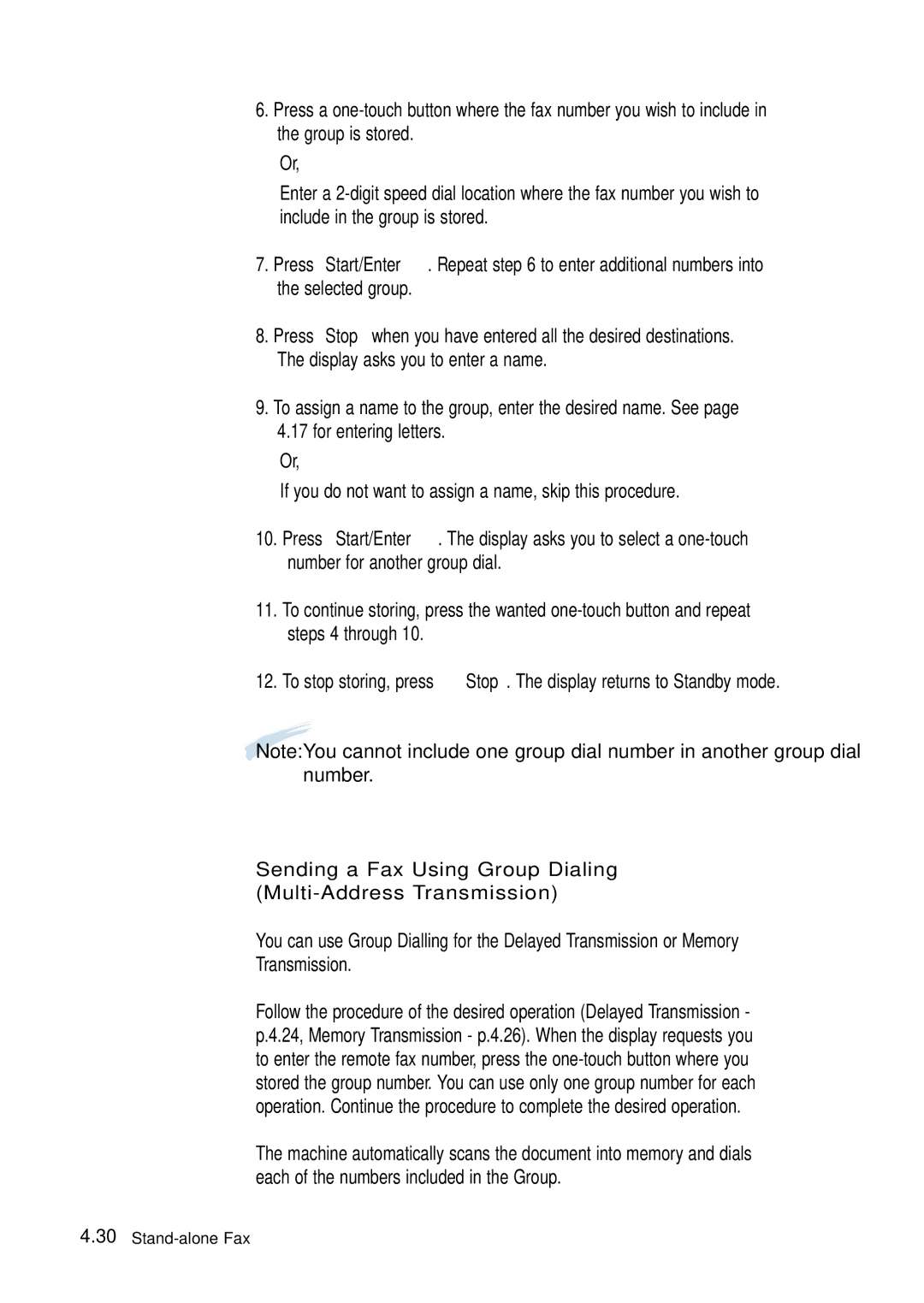 Samsung 4700 manual Sending a Fax Using Group Dialing Multi-Address Transmission 