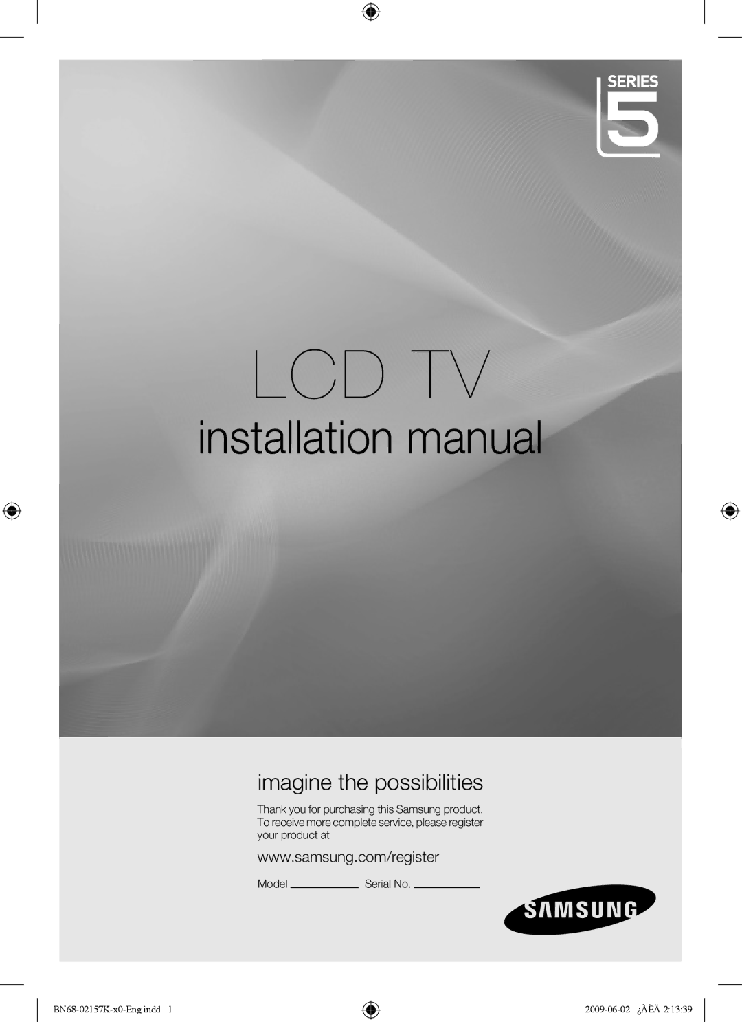 Samsung 5 installation manual Lcd Tv 