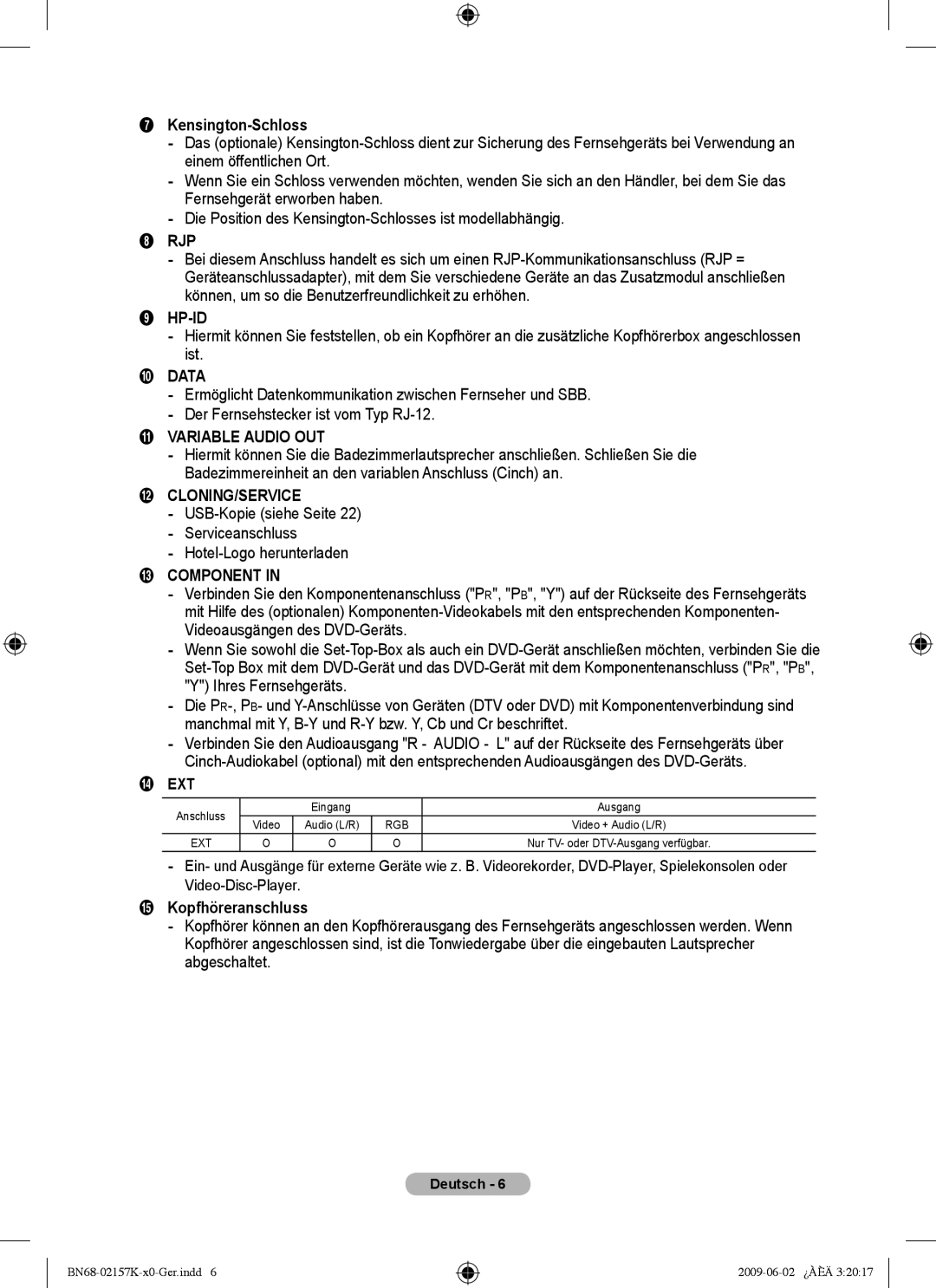 Samsung 5 installation manual Rjp, Hp-Id, Data, Variable Audio OUT, @ Cloning/Service, # Component 