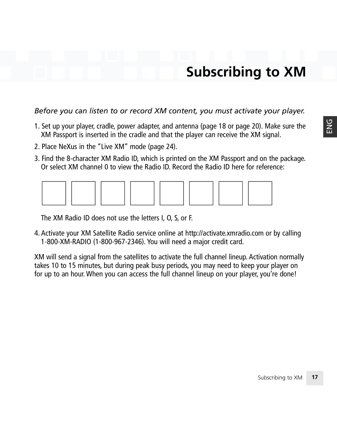 Samsung 50 manual Subscribing to XM 