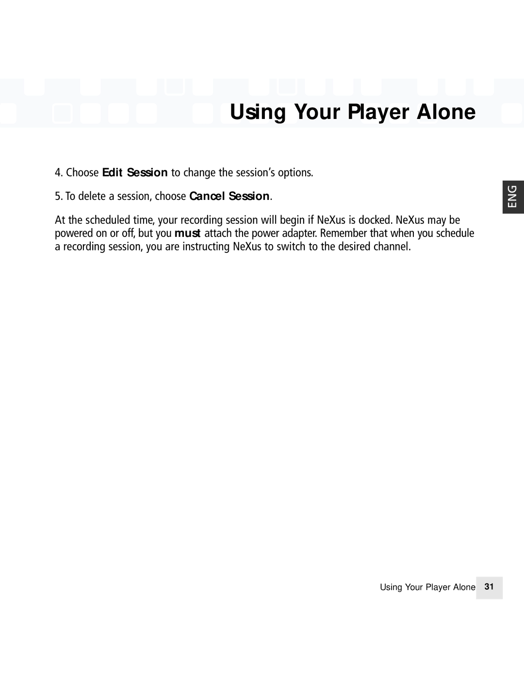 Samsung 50 manual Using Your Player Alone 